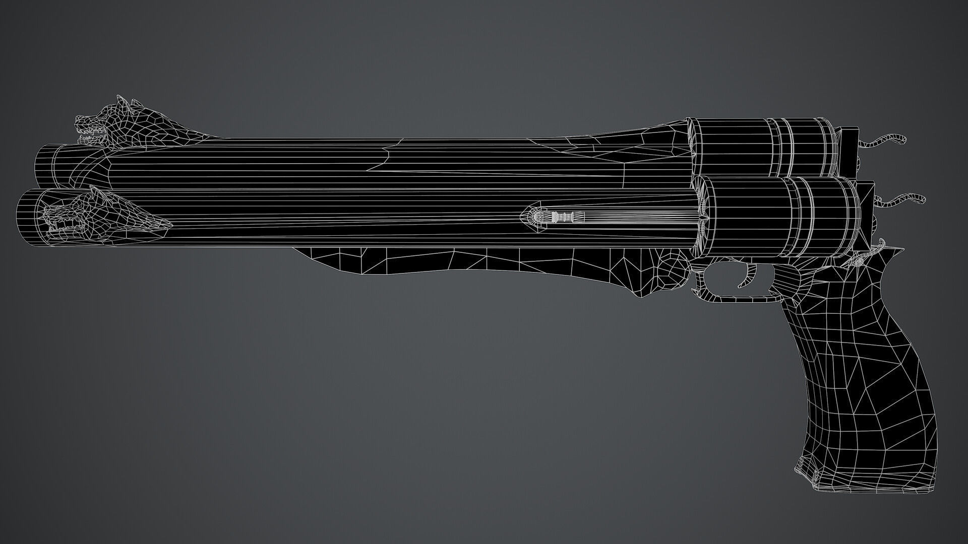 Cerberus gun with ornate design 3D print model_8