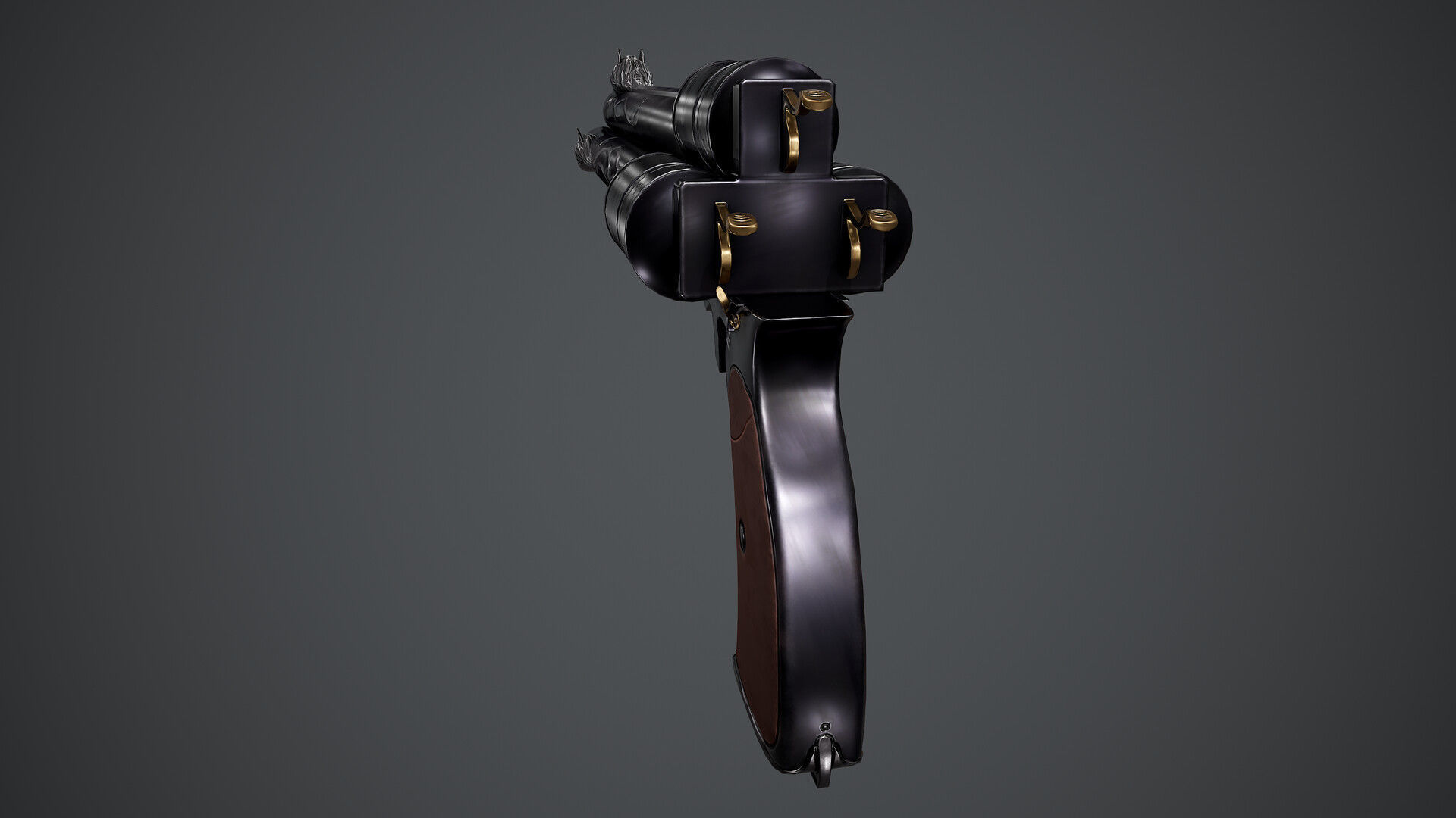 Cerberus gun with ornate design 3D print model_5