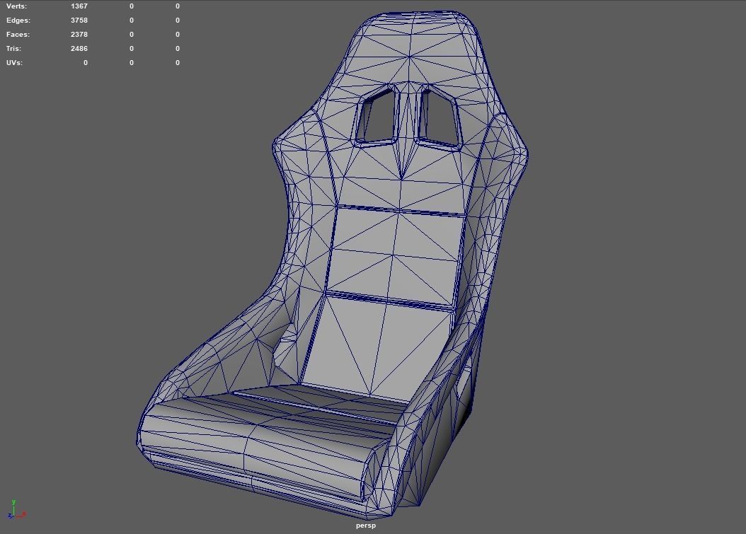 Car Seat 08 Low-poly 3D model_9