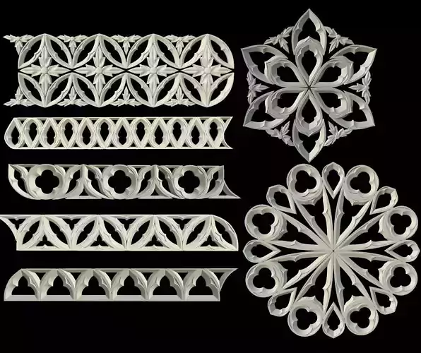 Gothic ornaments 46 Low-poly 3D model