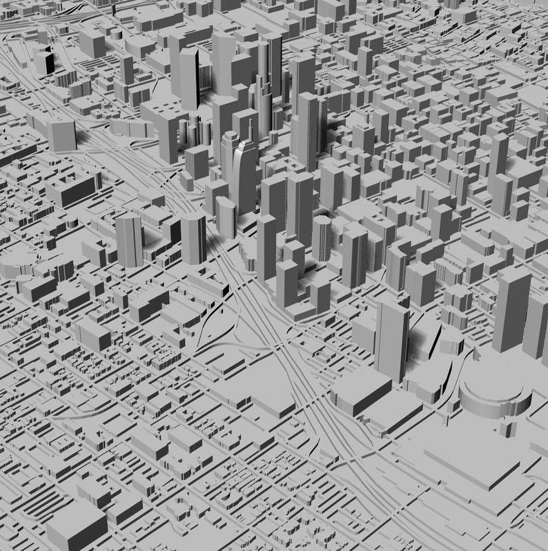 3D Los Angeles 3D Map city Art Landmark Los Angeles Skyline  3D print model_2