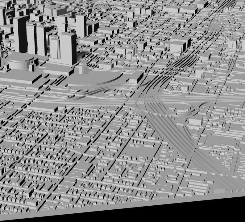 3D Los Angeles 3D Map city Art Landmark Los Angeles Skyline  3D print model_3