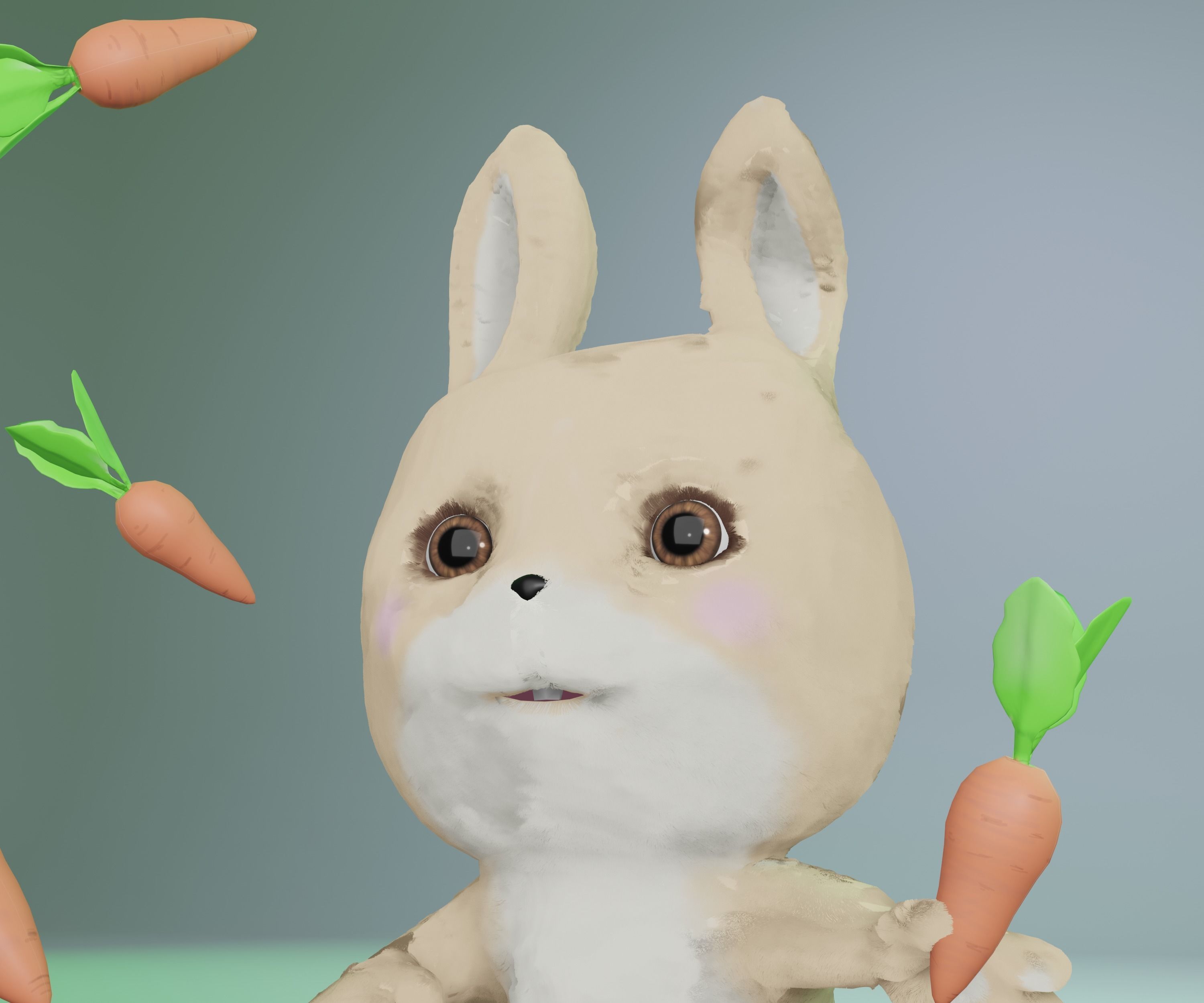 Rabbit and carrot Low-poly 3D model_12
