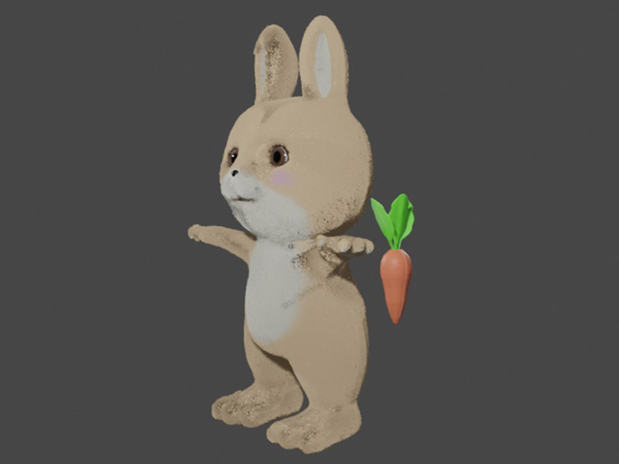 Rabbit and carrot Low-poly 3D model_18