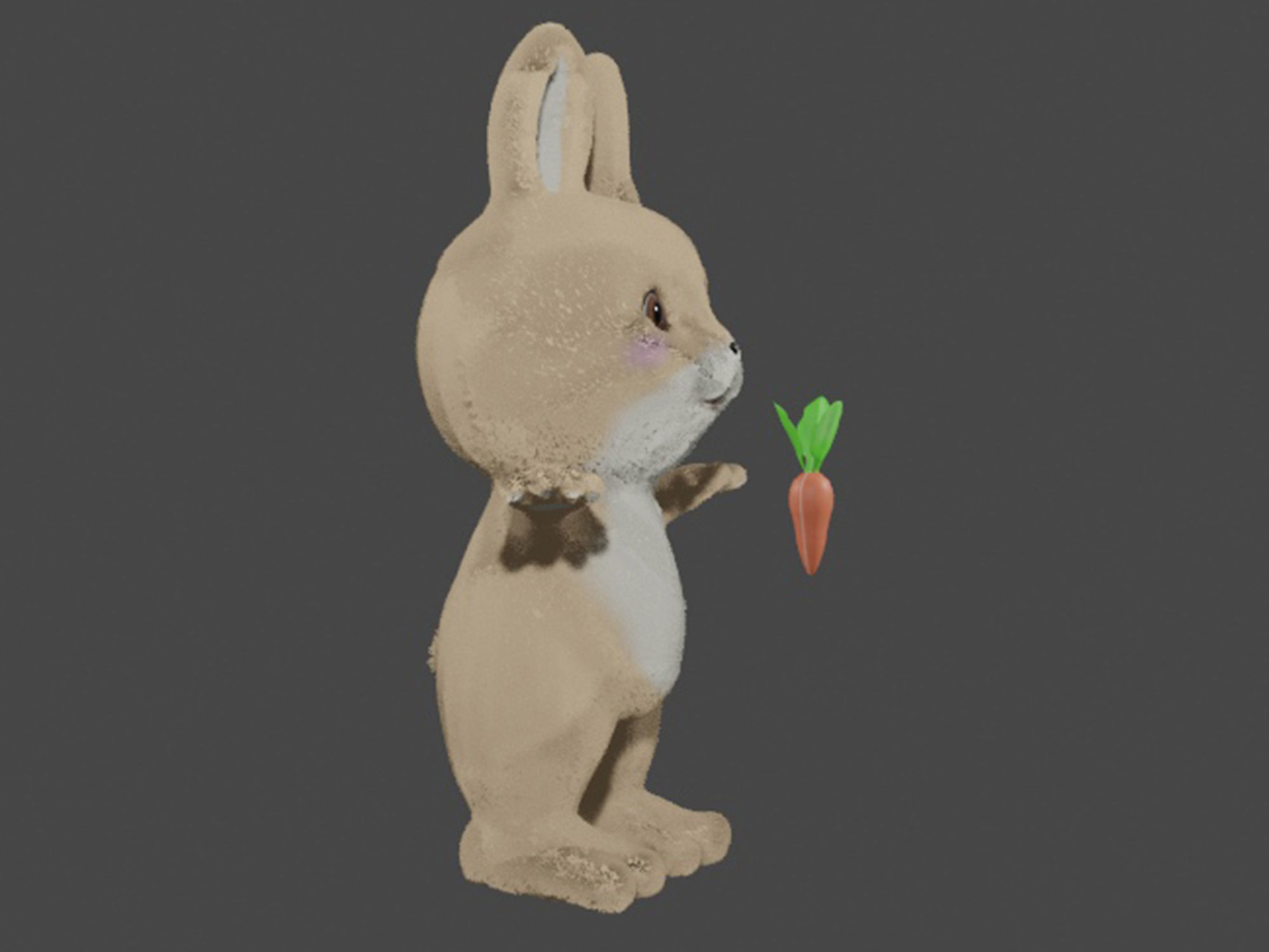 Rabbit and carrot Low-poly 3D model_16