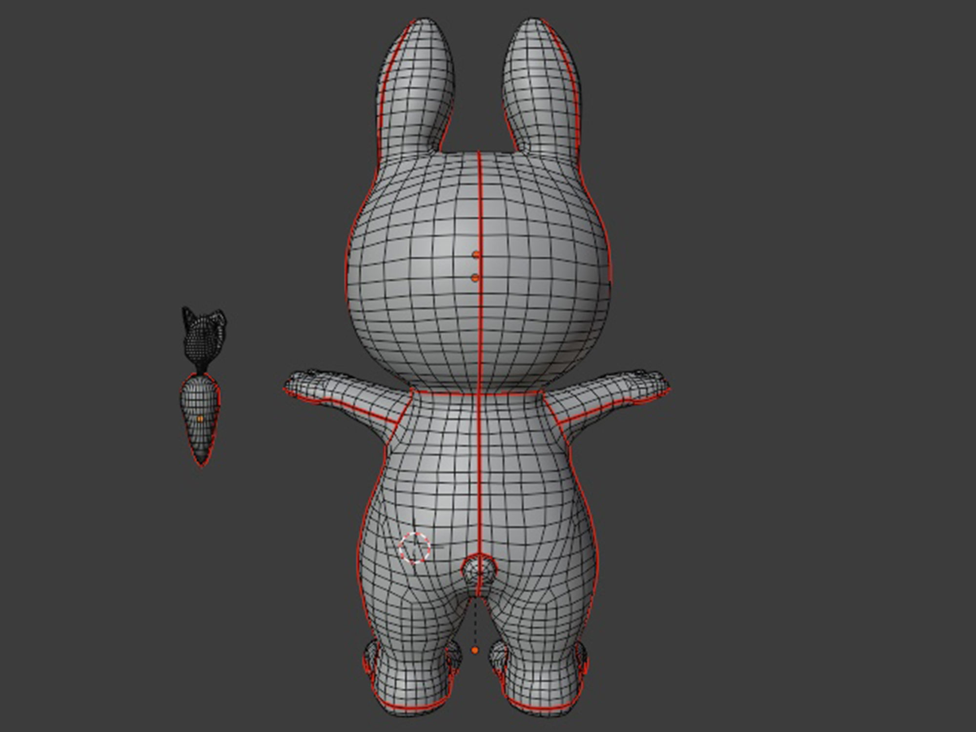 Rabbit and carrot Low-poly 3D model_23