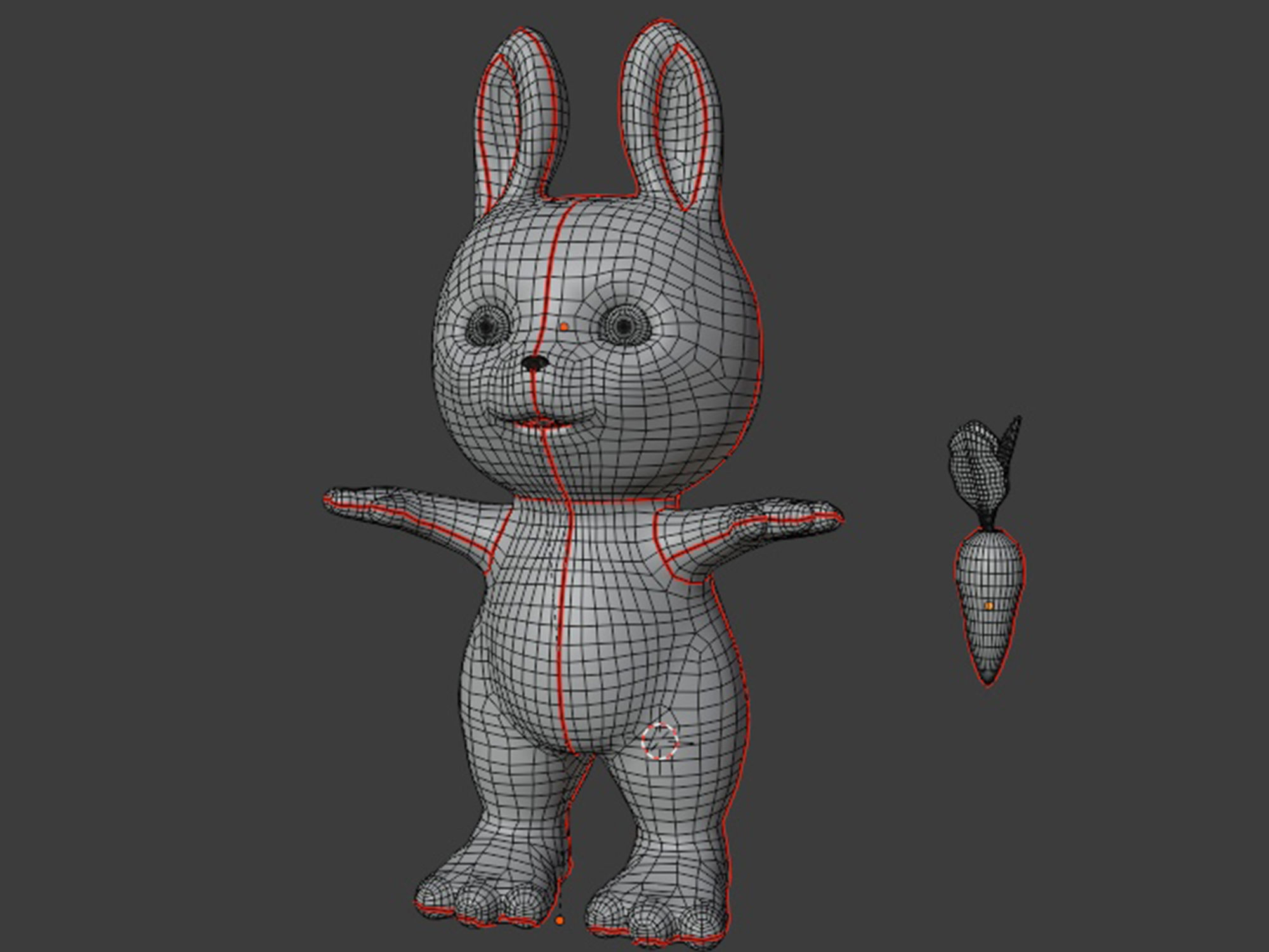 Rabbit and carrot Low-poly 3D model_22