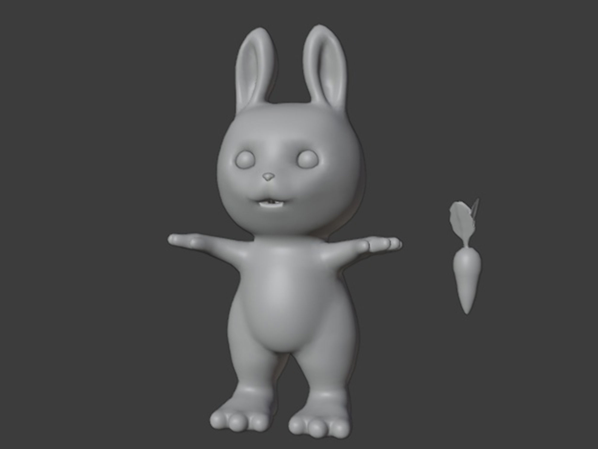 Rabbit and carrot Low-poly 3D model_19