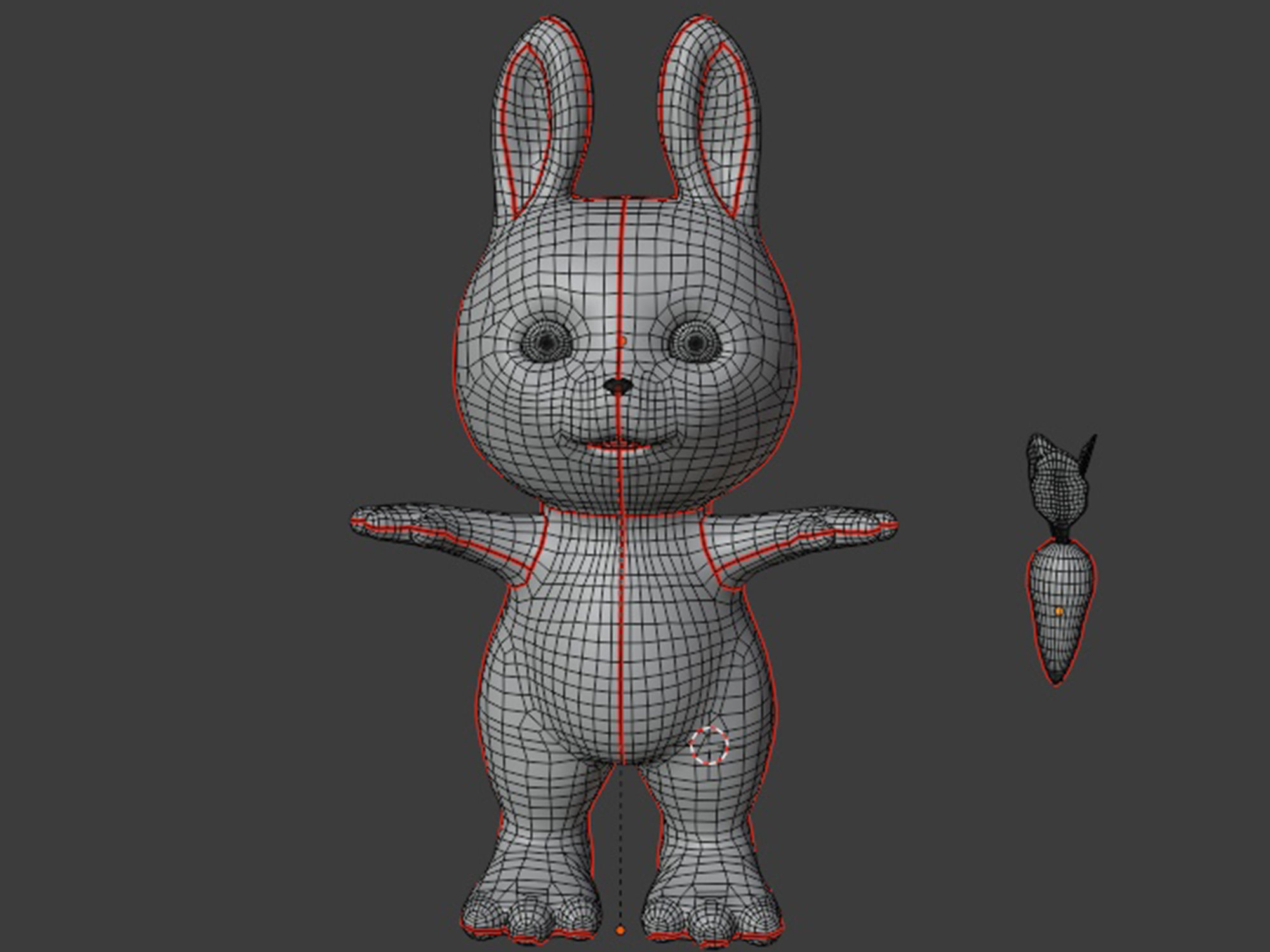 Rabbit and carrot Low-poly 3D model_24