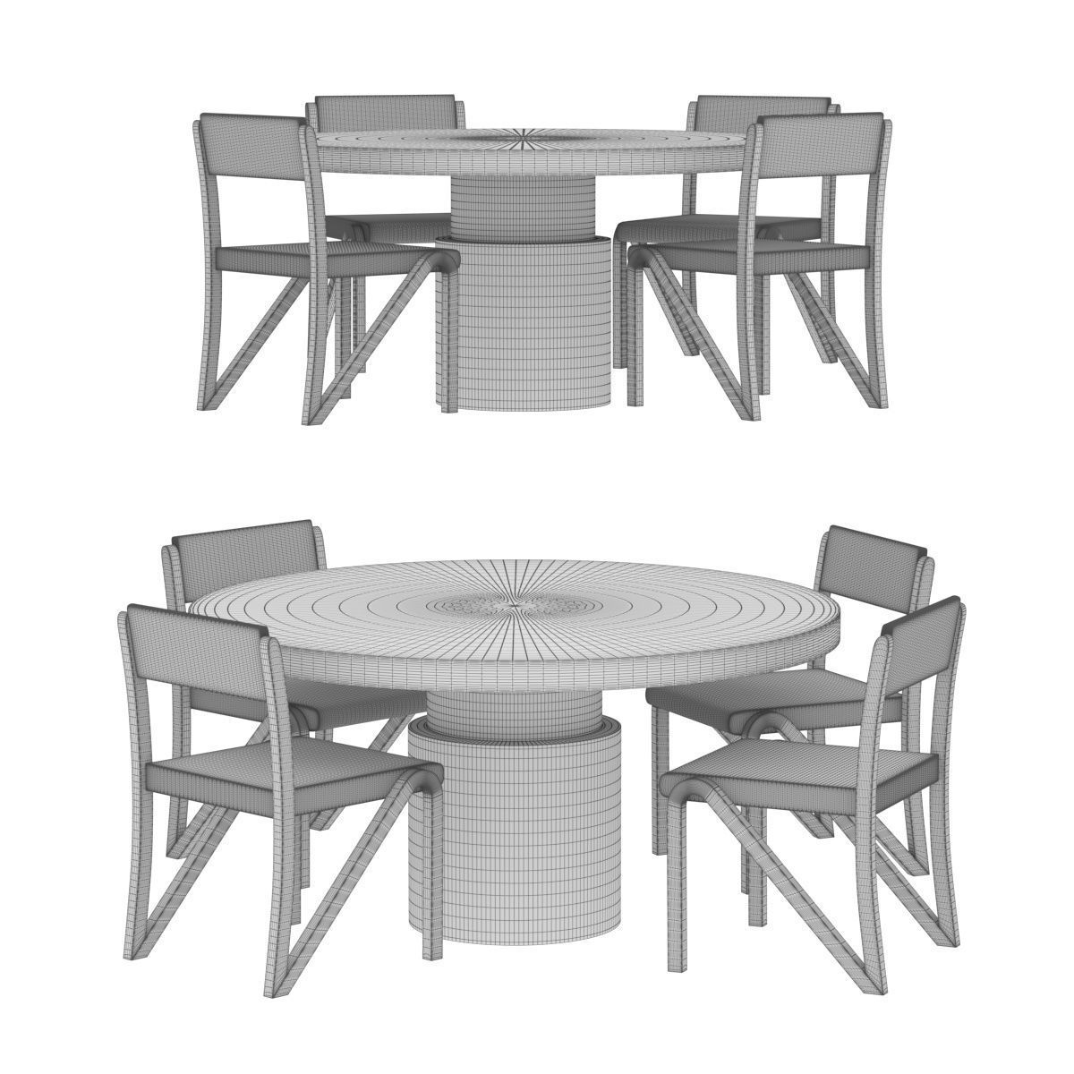 Dining Table and Chair in Blackened Oak by Orphan Work Low-poly 3D model_3