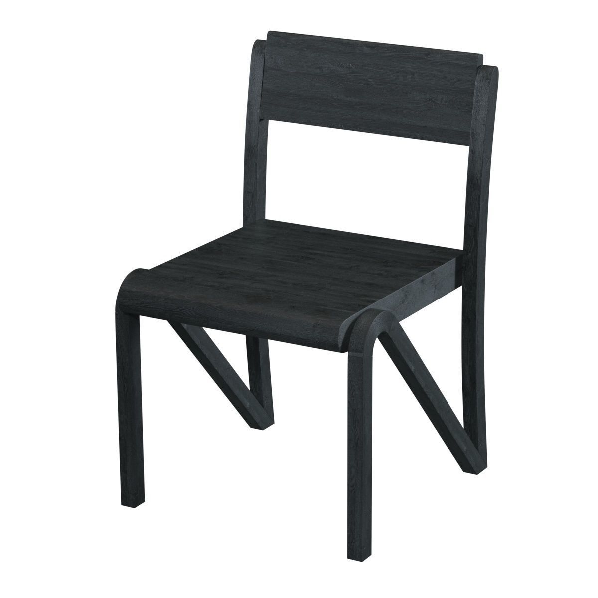 Dining Table and Chair in Blackened Oak by Orphan Work Low-poly 3D model_1