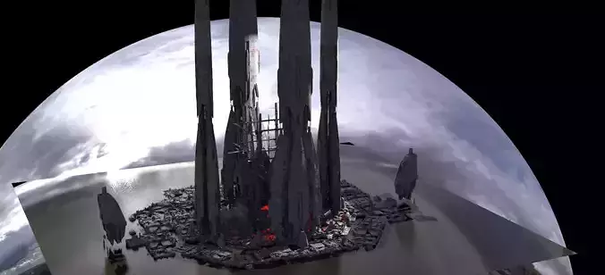 Sci fi City Under Construction scaffolding 