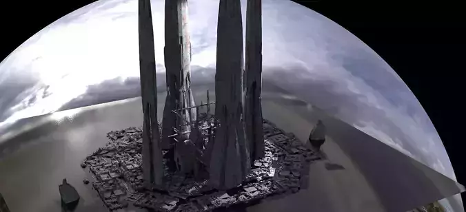 Sci fi Ships under repair scaffolding