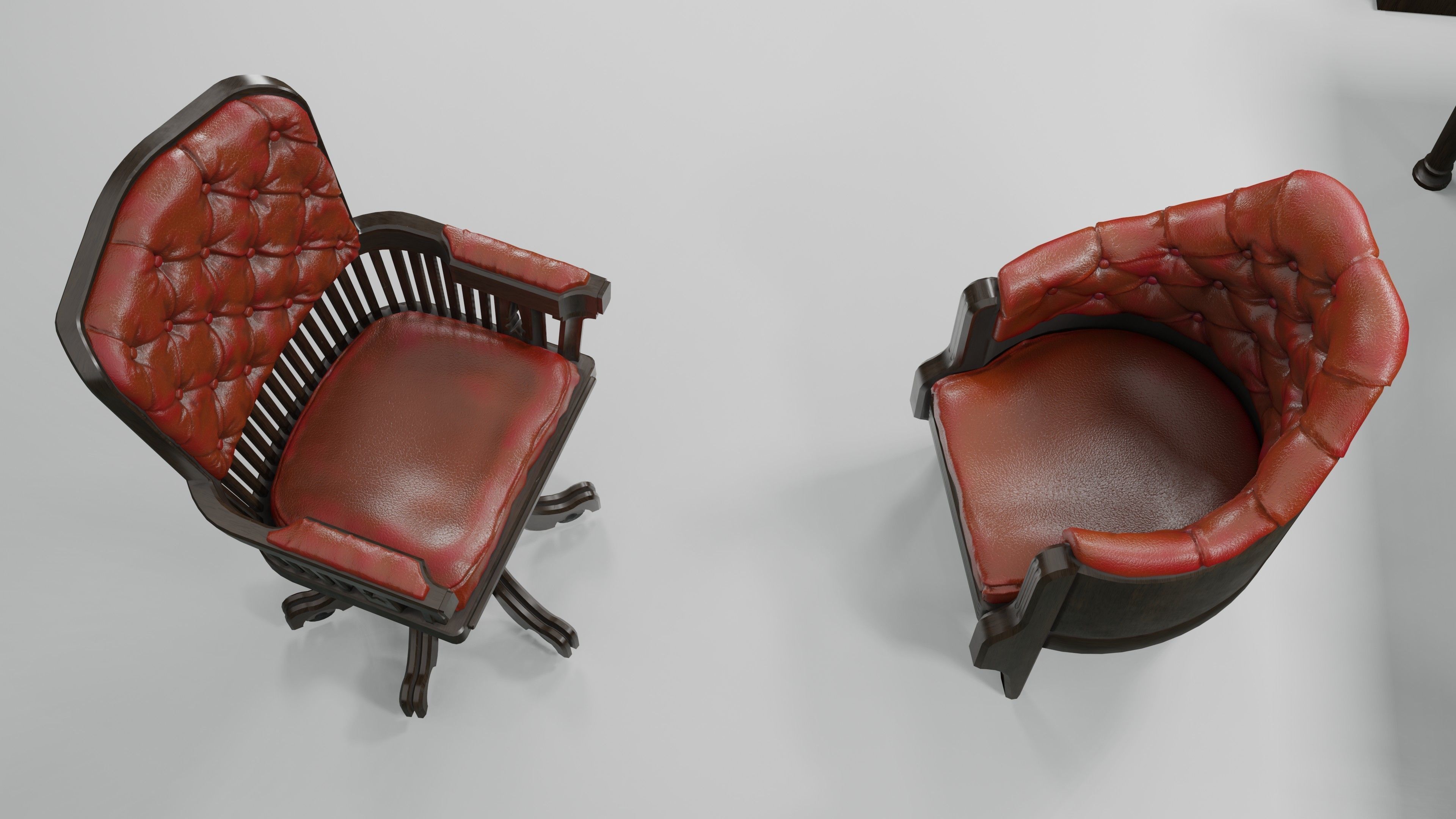 antique office furniture pack Low-poly 3D model_25