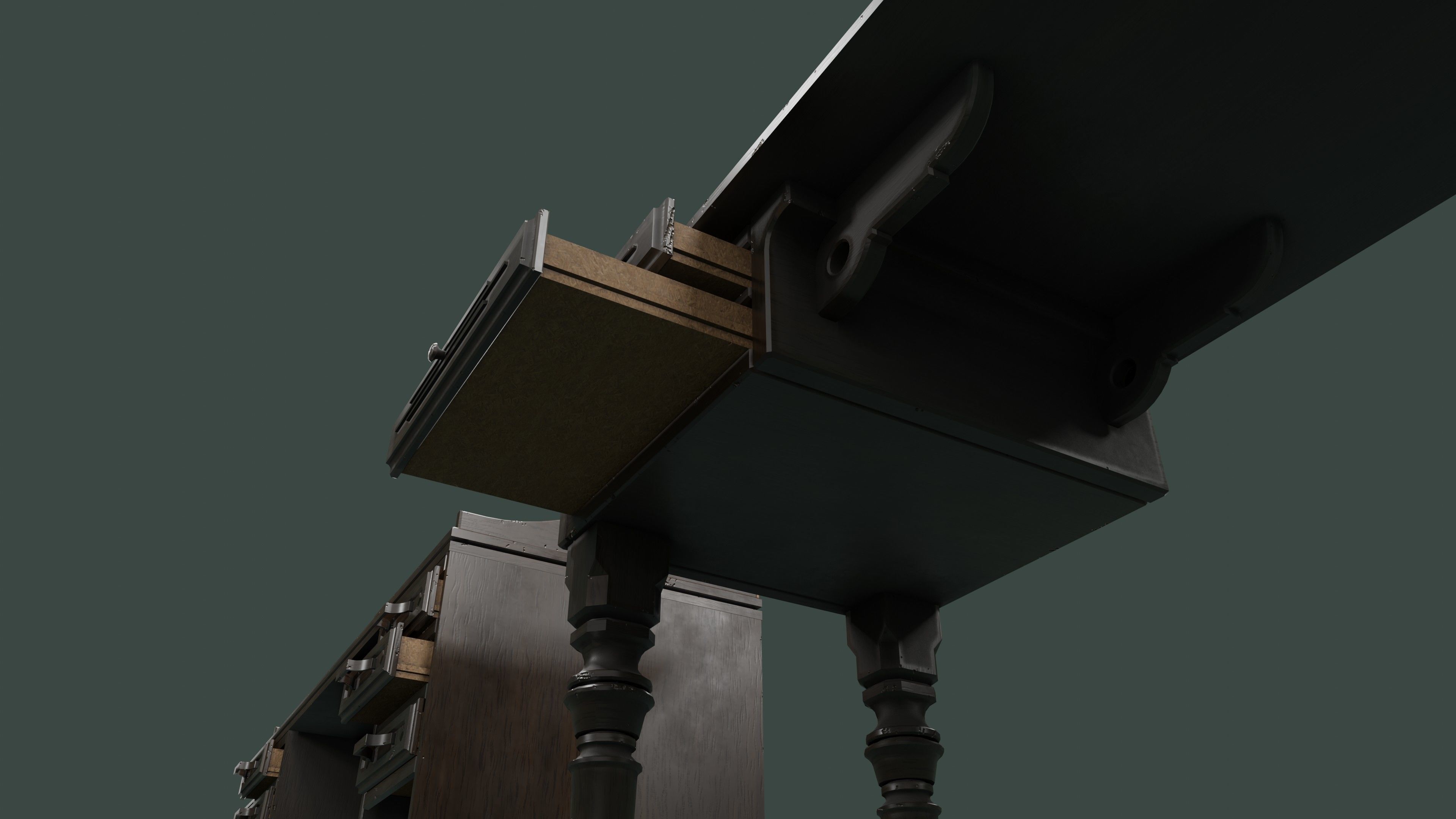 antique office furniture pack Low-poly 3D model_12