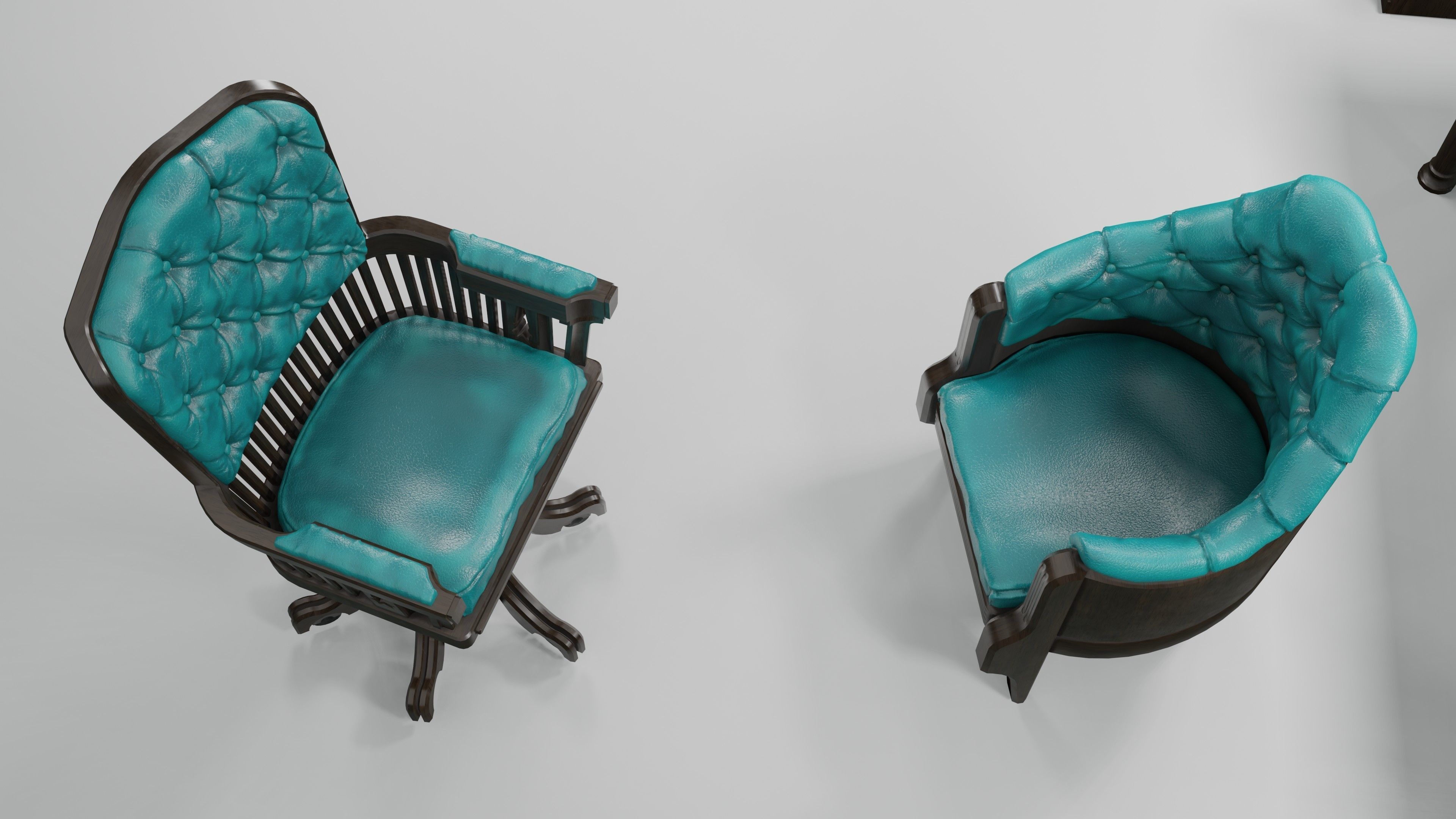 antique office furniture pack Low-poly 3D model_26