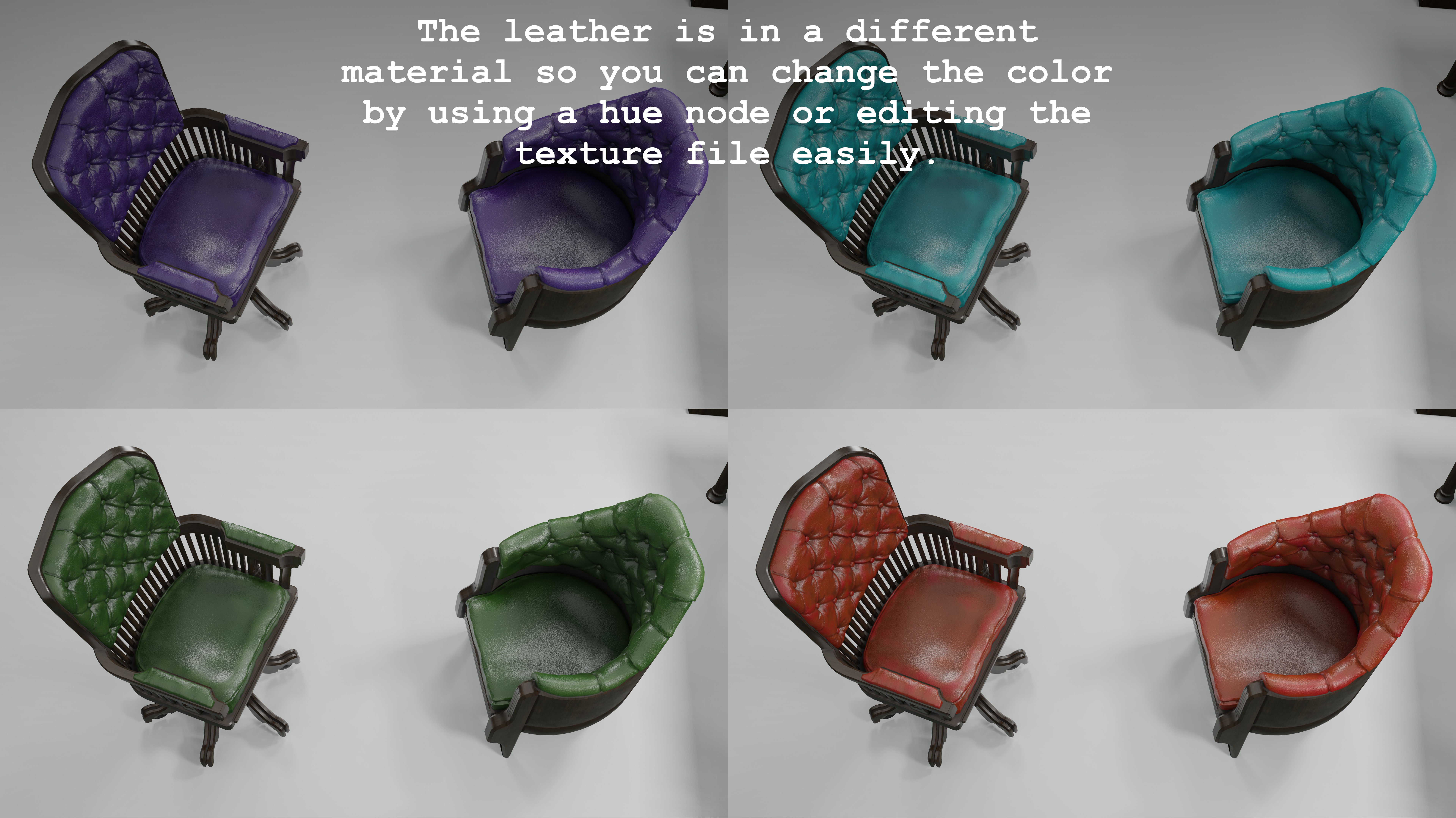 antique office furniture pack Low-poly 3D model_3