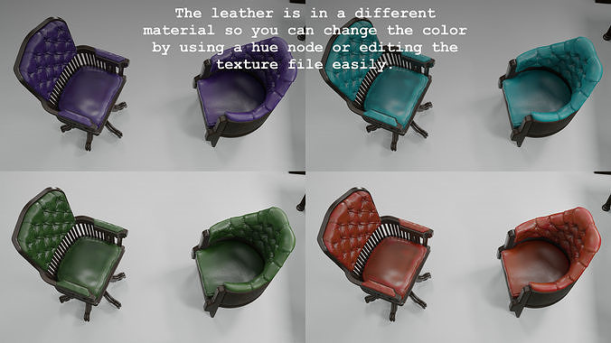 antique office furniture pack Low-poly 3D model 4