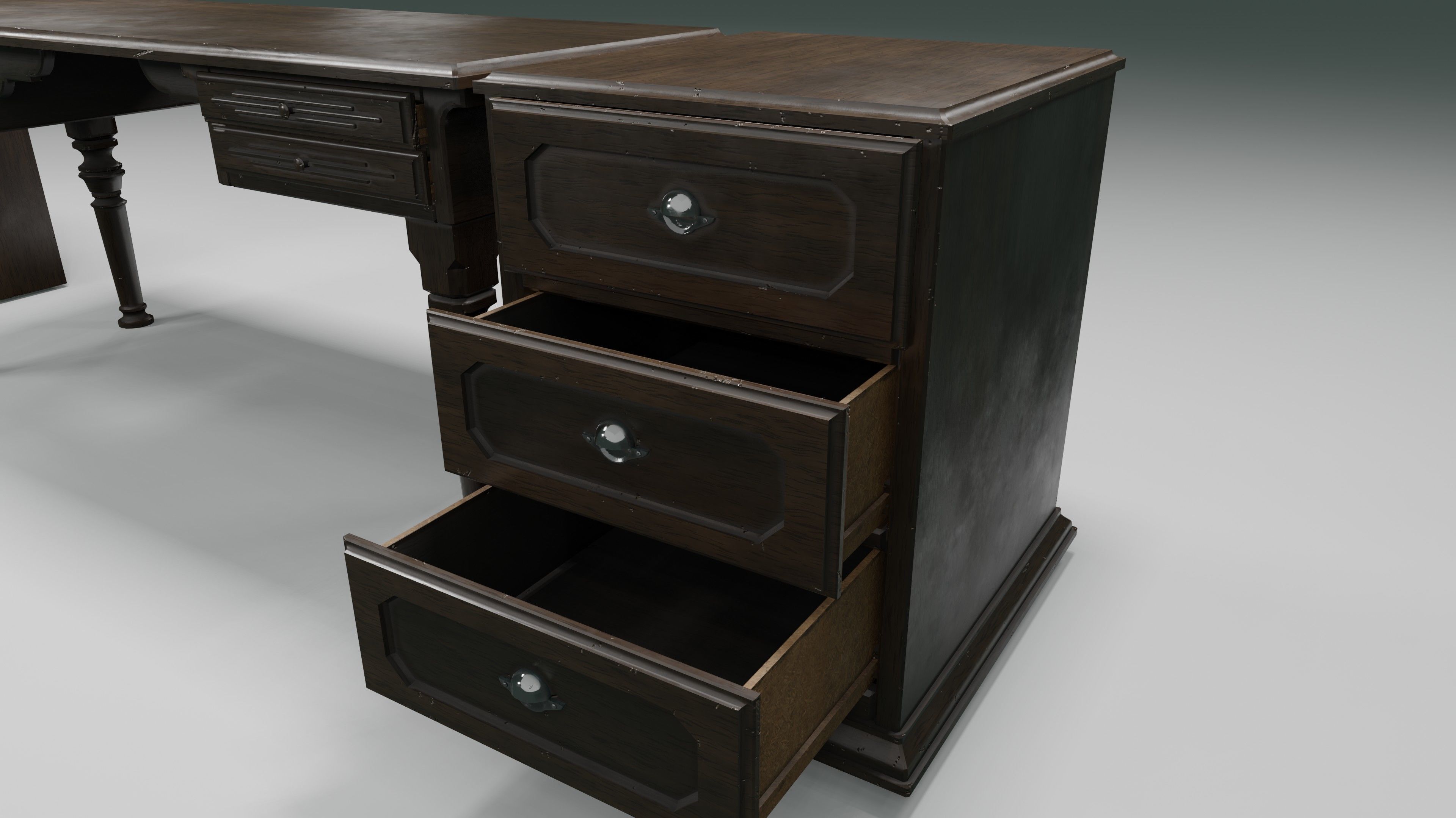 antique office furniture pack Low-poly 3D model_6