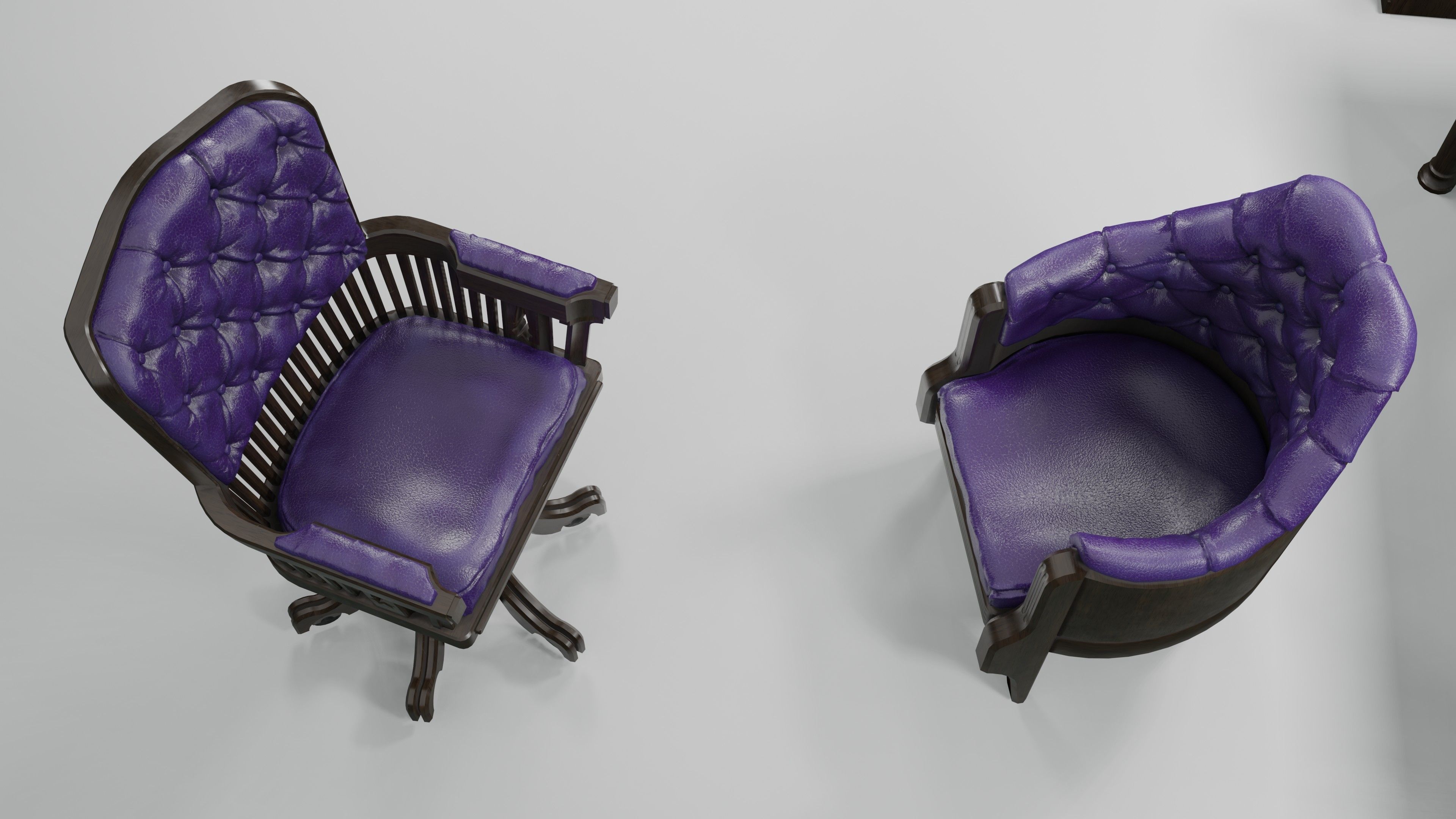 antique office furniture pack Low-poly 3D model_27