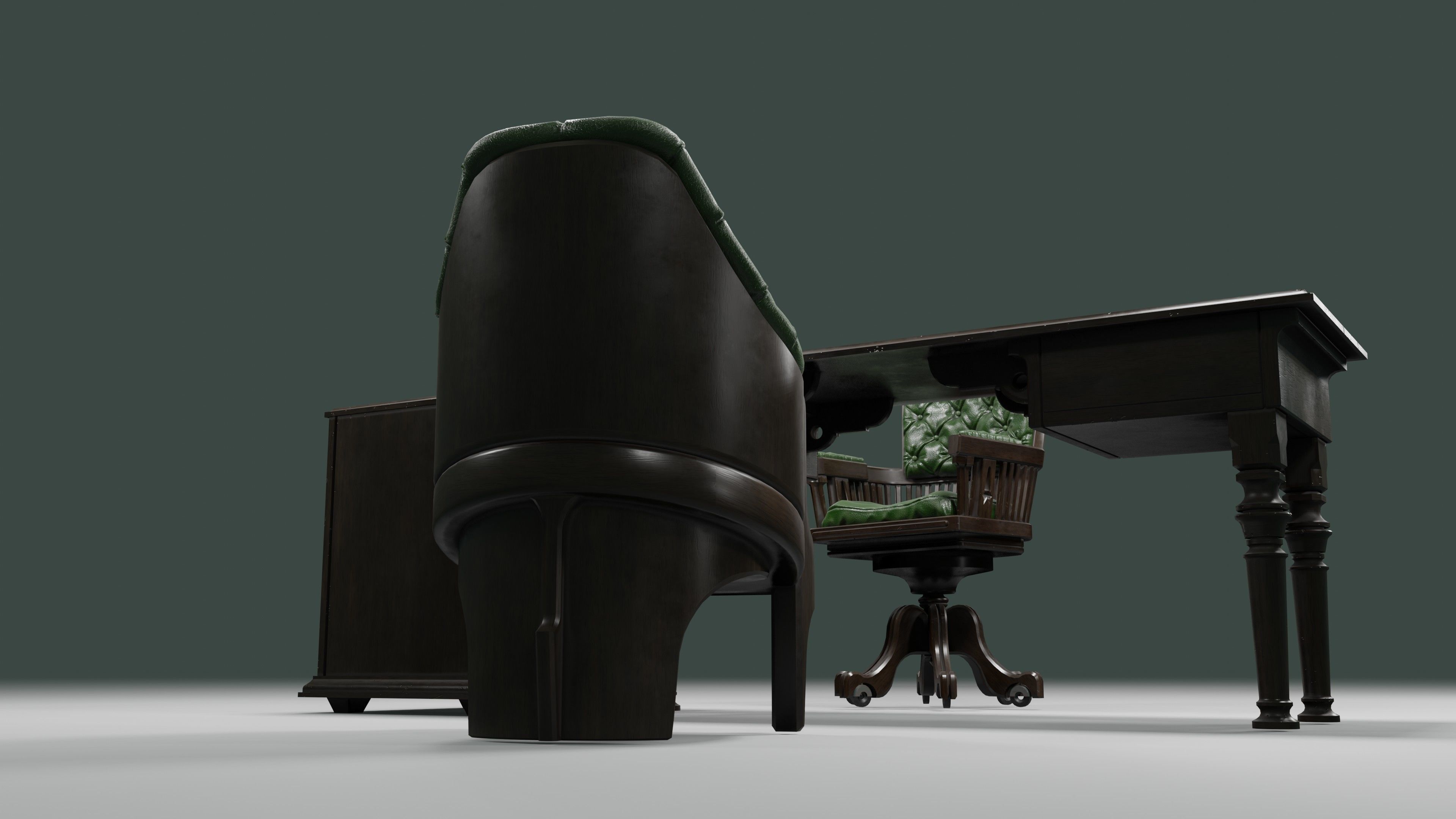 antique office furniture pack Low-poly 3D model_22