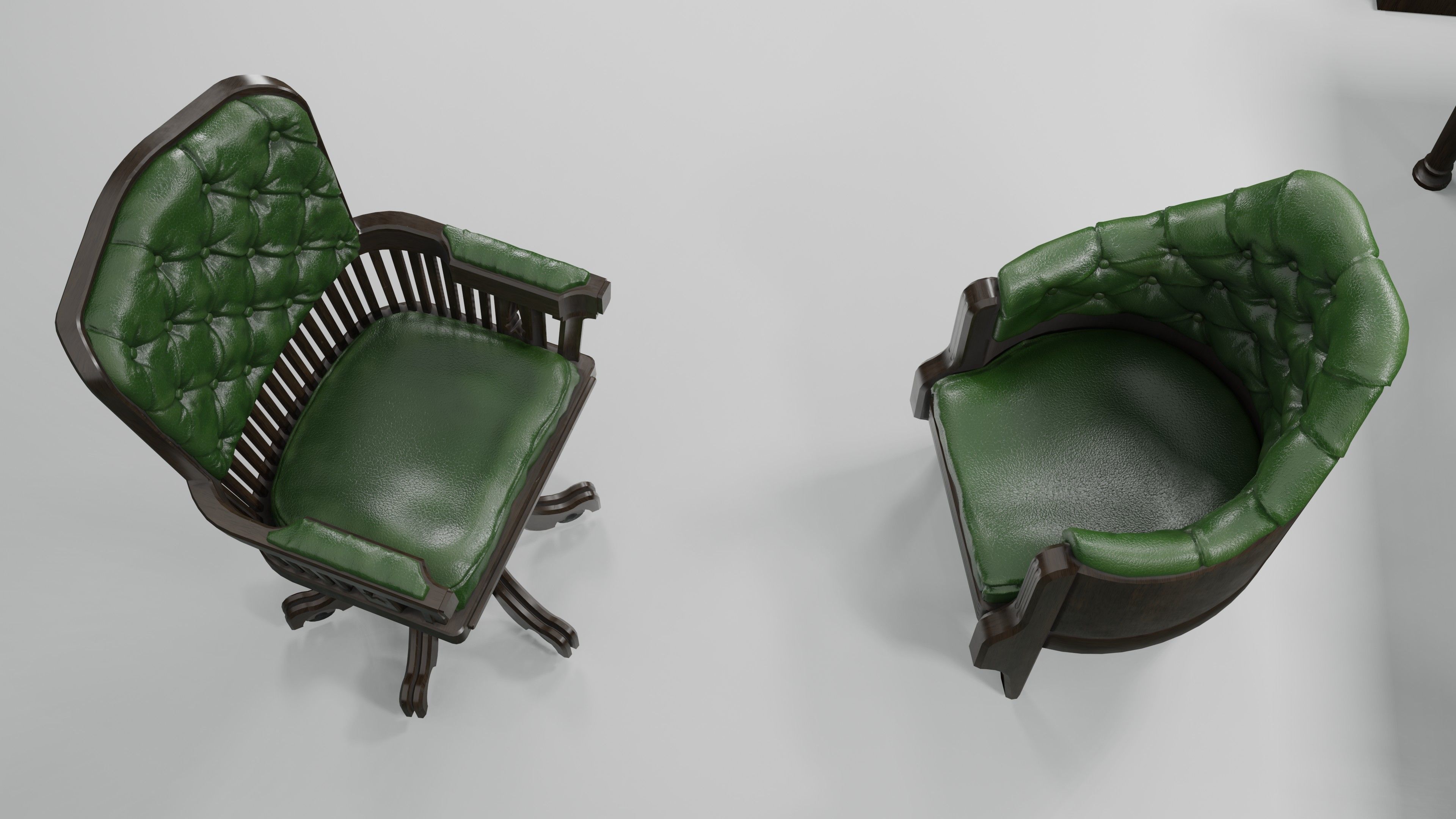 antique office furniture pack Low-poly 3D model_24