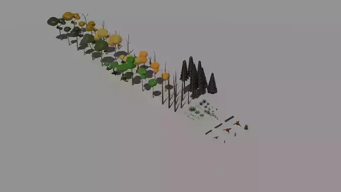 Low Poly Vegetation - 182 Object -  PBR and No PBR - Unreal