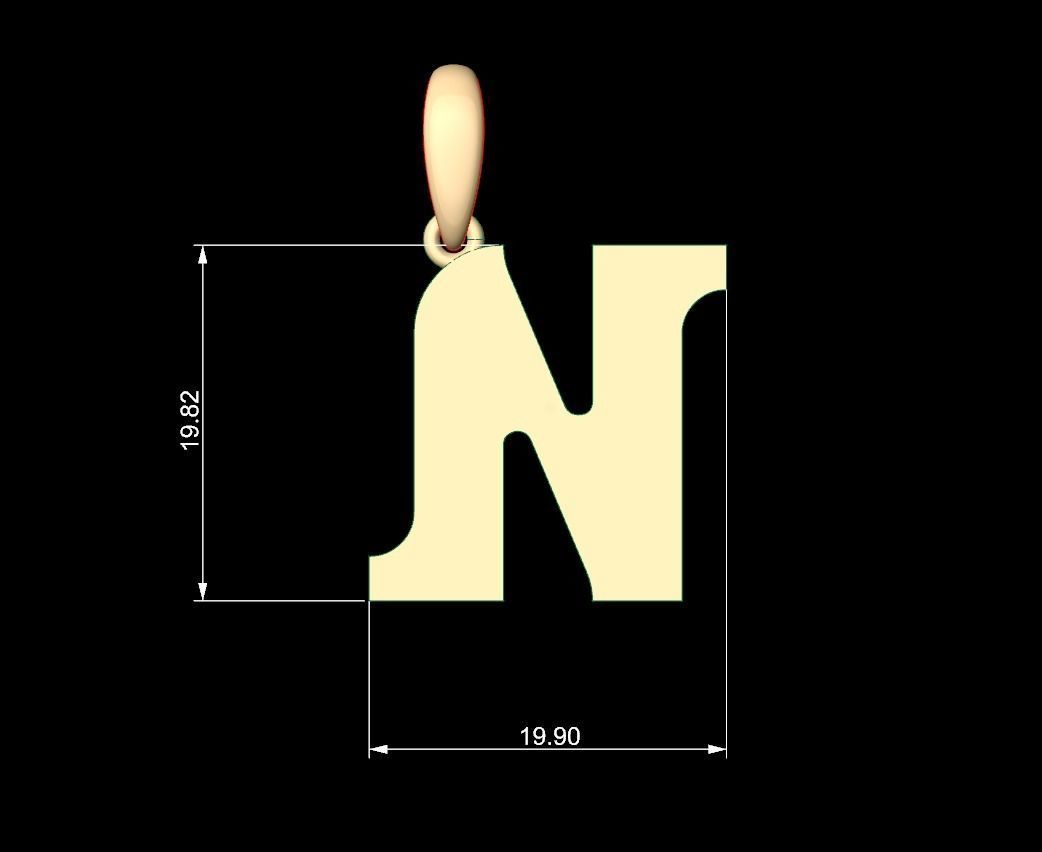 Initial Letters Pendant Cempaka Reguler N 3D print model_4