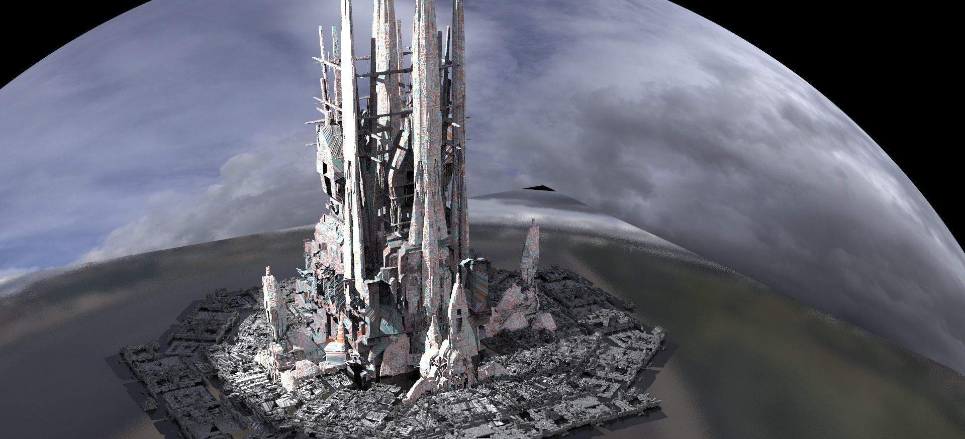 Scaffolded Towers City 3D model_1