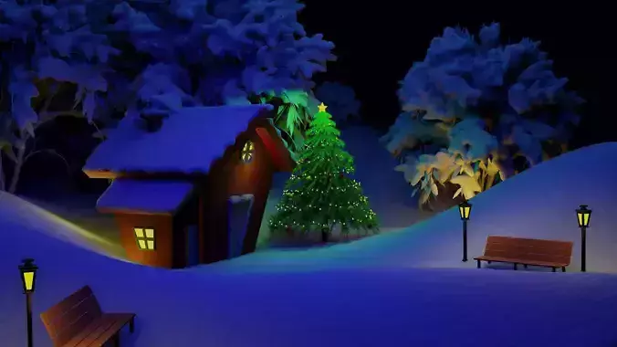 3D rendering scene beautiful christmas tree