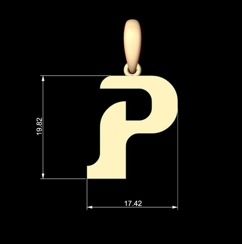 Initial Letters Pendant Cempaka Reguler P 3D print model_4