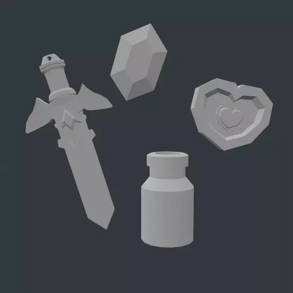 Low-poly Legend of Zelda items 3D print model