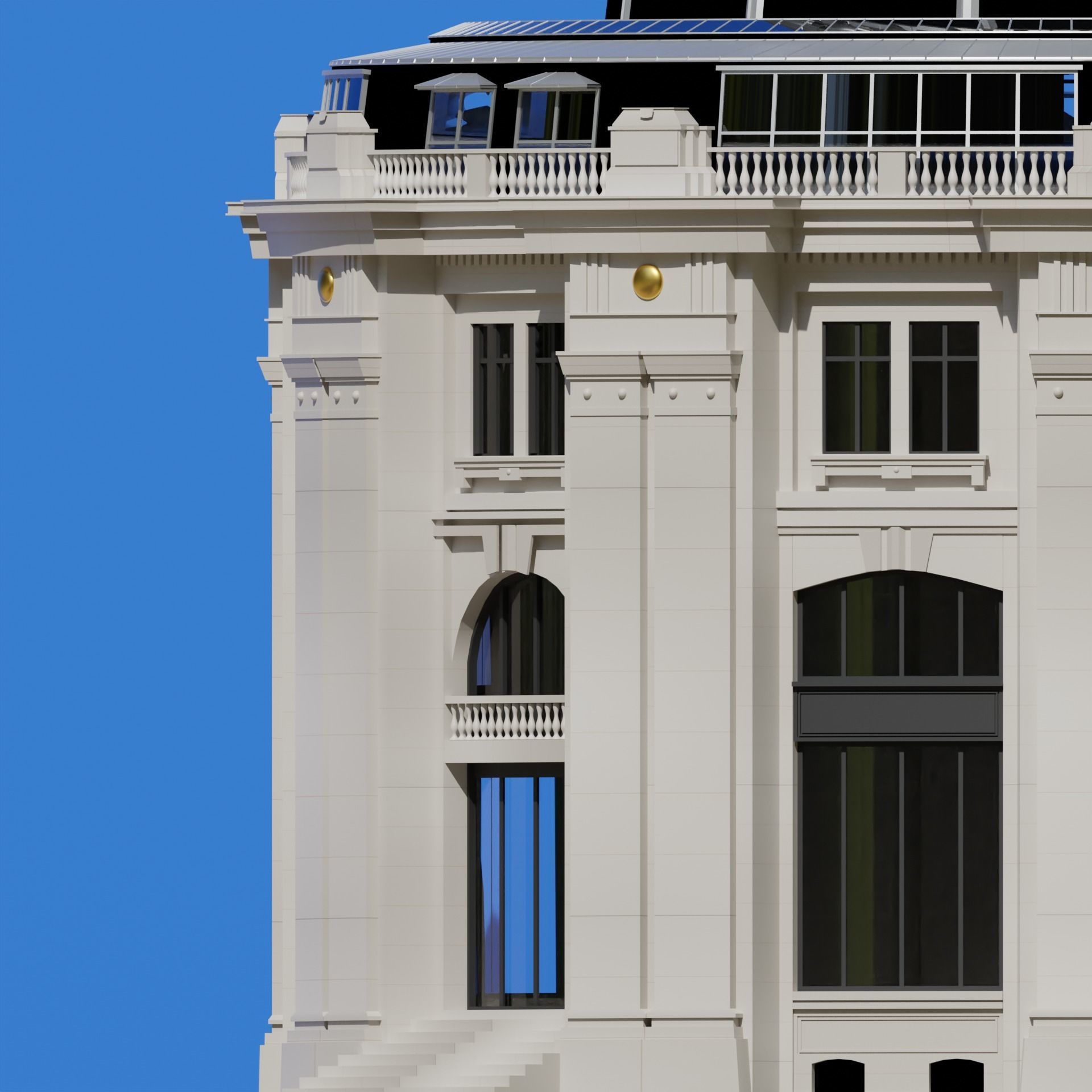 Low Poly Trade Exchange Building 3D model_7