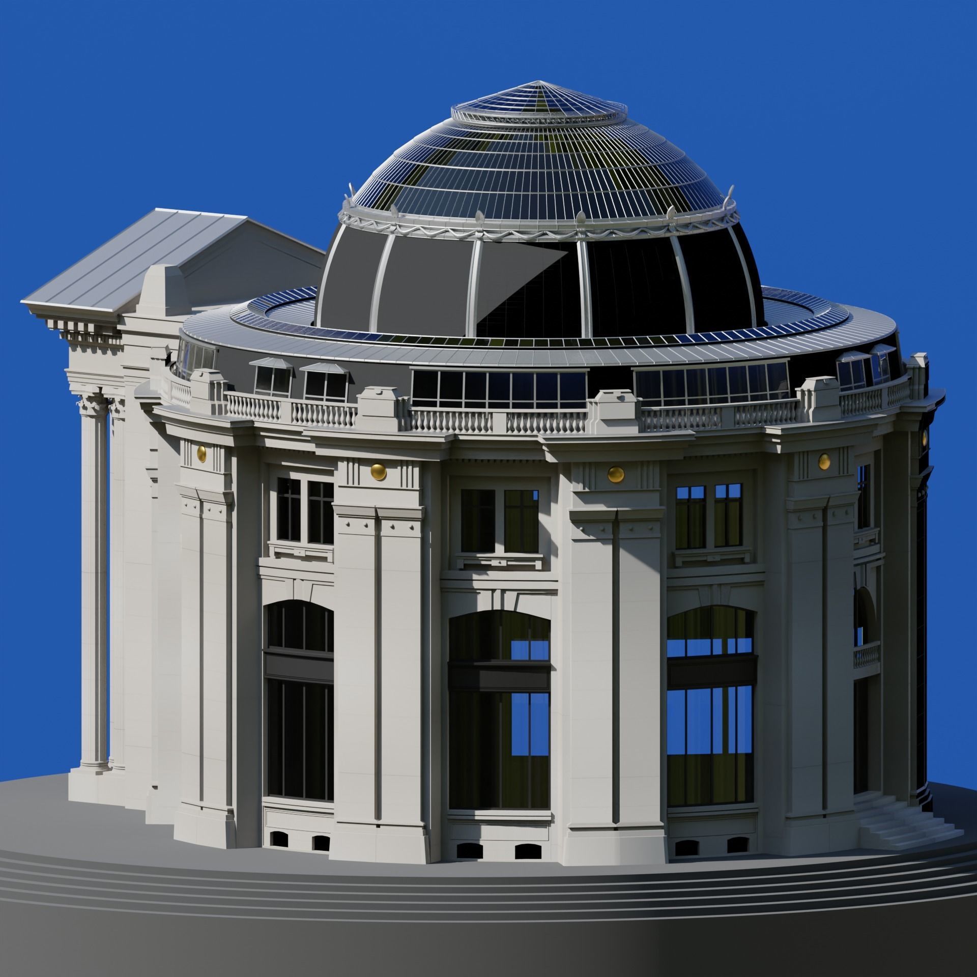 Low Poly Trade Exchange Building 3D model_9