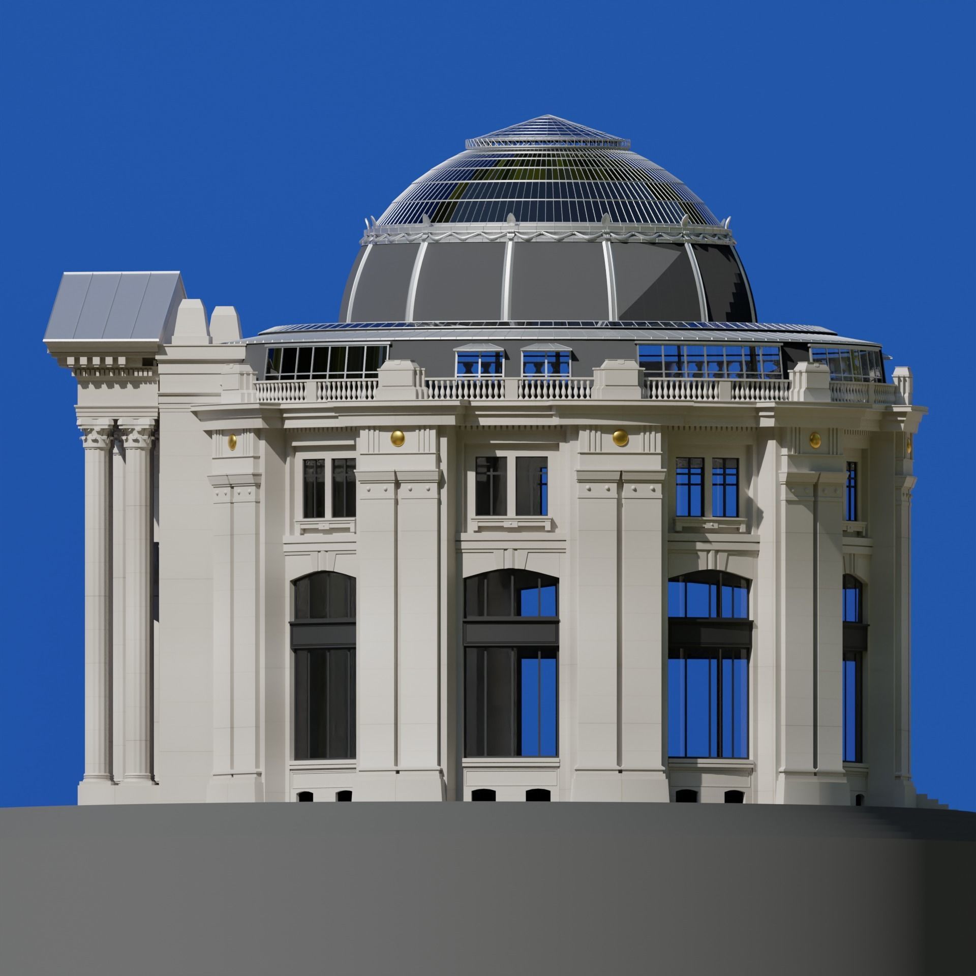 Low Poly Trade Exchange Building 3D model_8