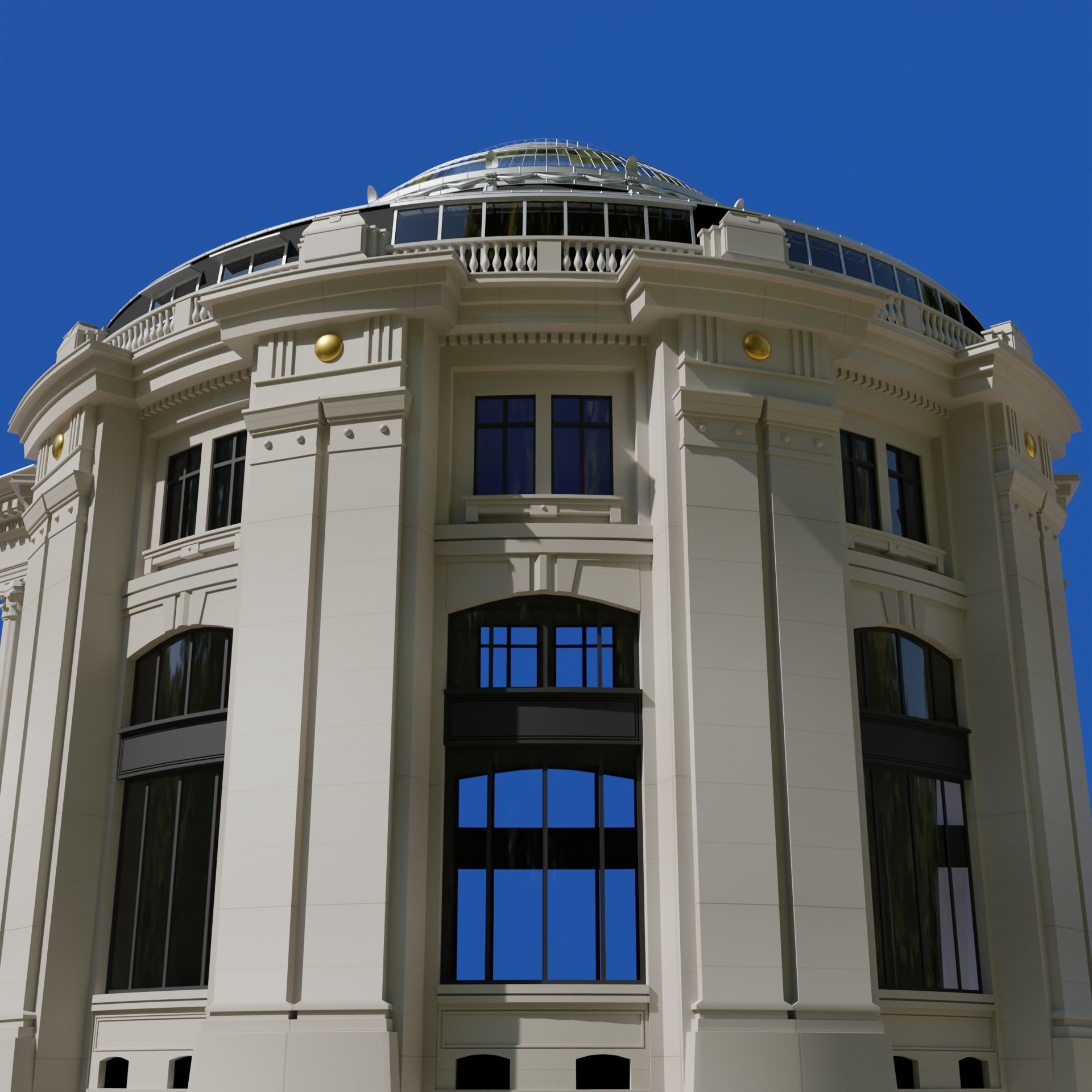 Low Poly Trade Exchange Building 3D model_5