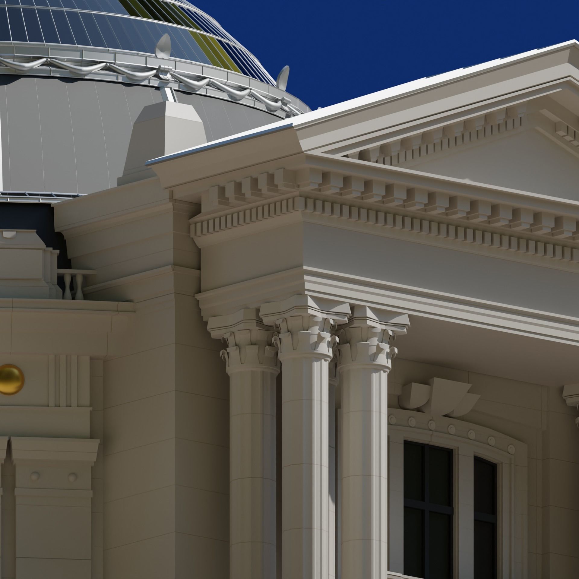 Low Poly Trade Exchange Building 3D model_1