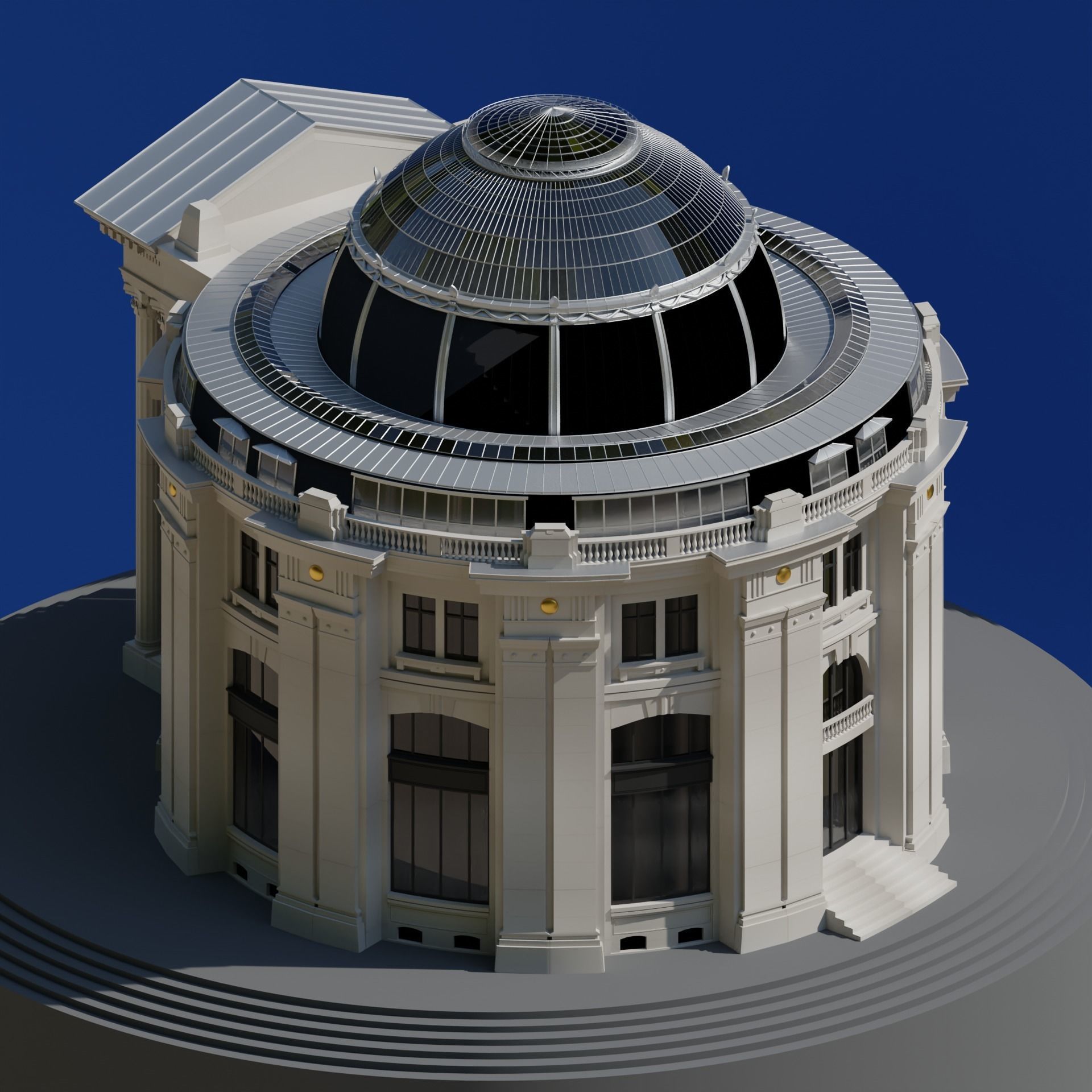 Low Poly Trade Exchange Building 3D model_4