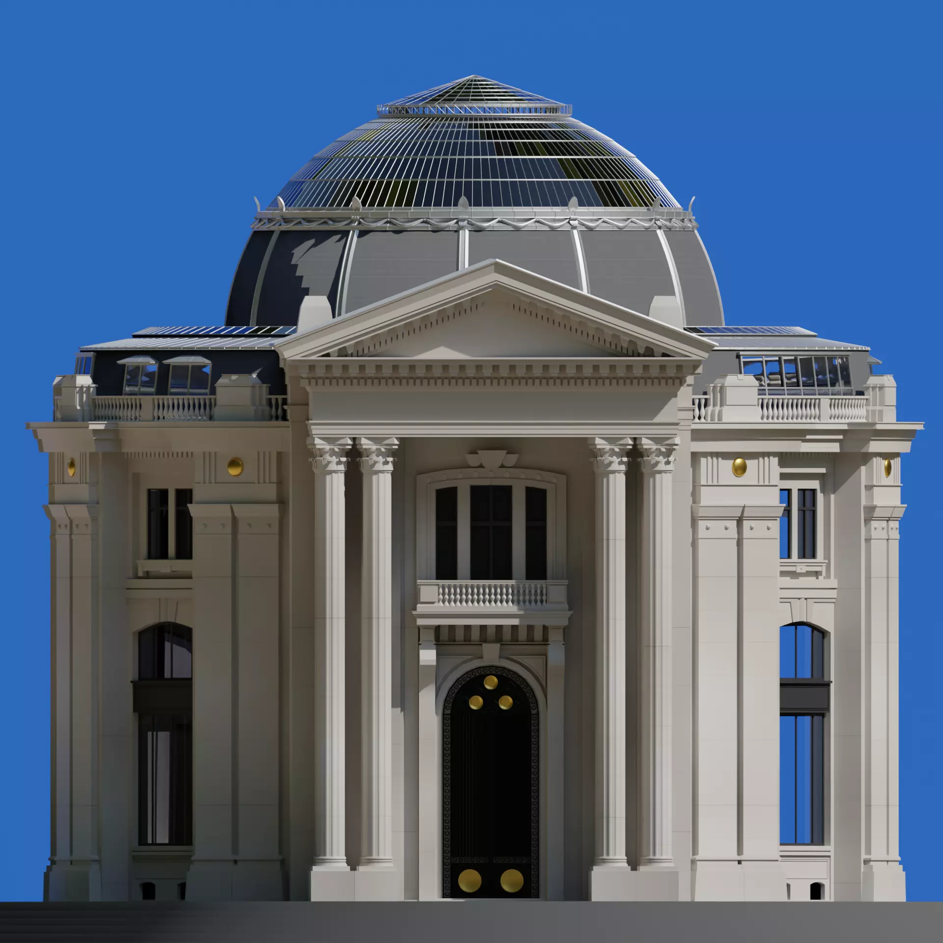Low Poly Trade Exchange Building 3D model_0