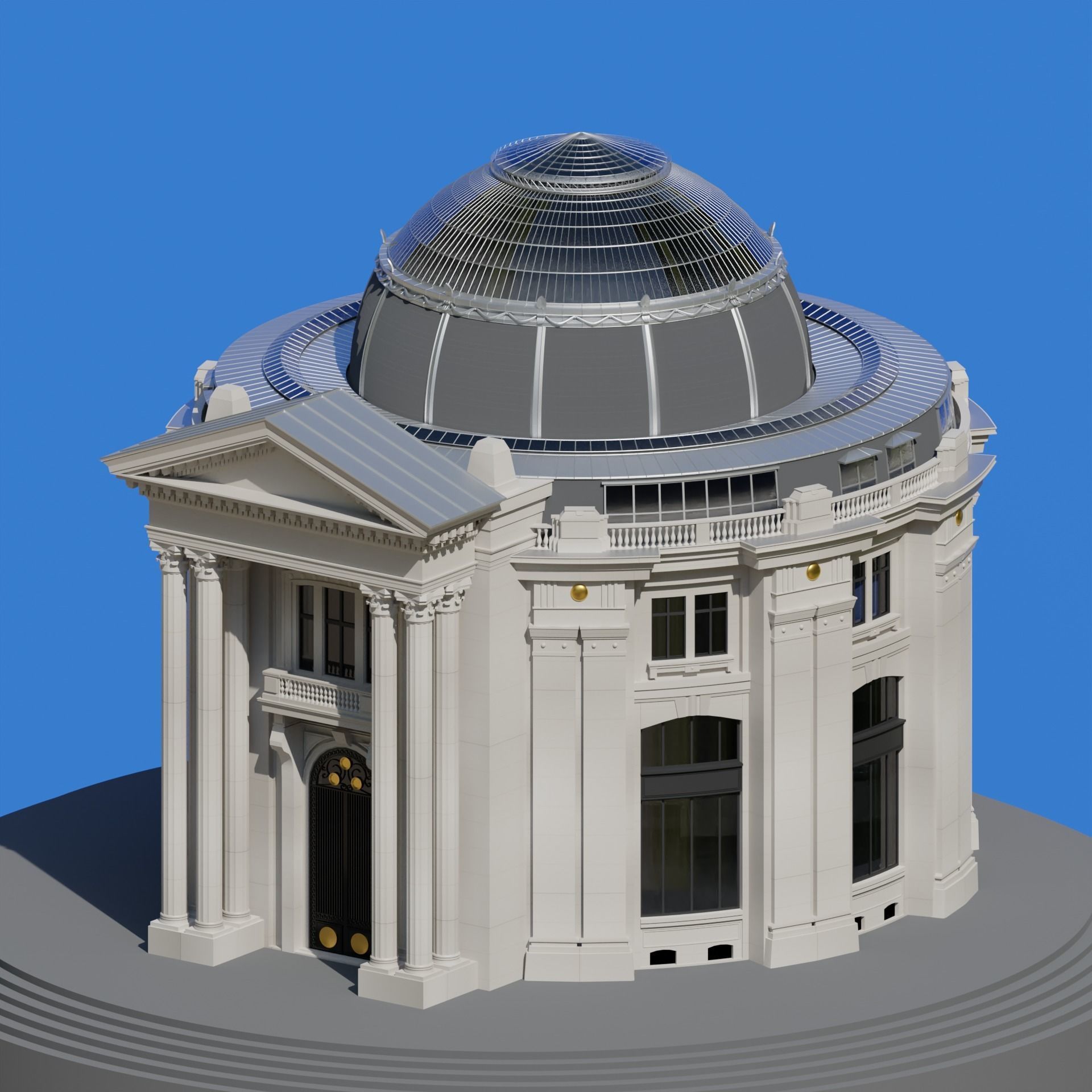 Low Poly Trade Exchange Building 3D model_2