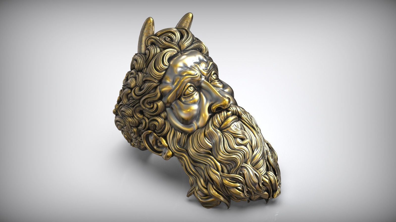 Moses With Horns Michelangelo Oxidized Bponze Ring 3D print model_1