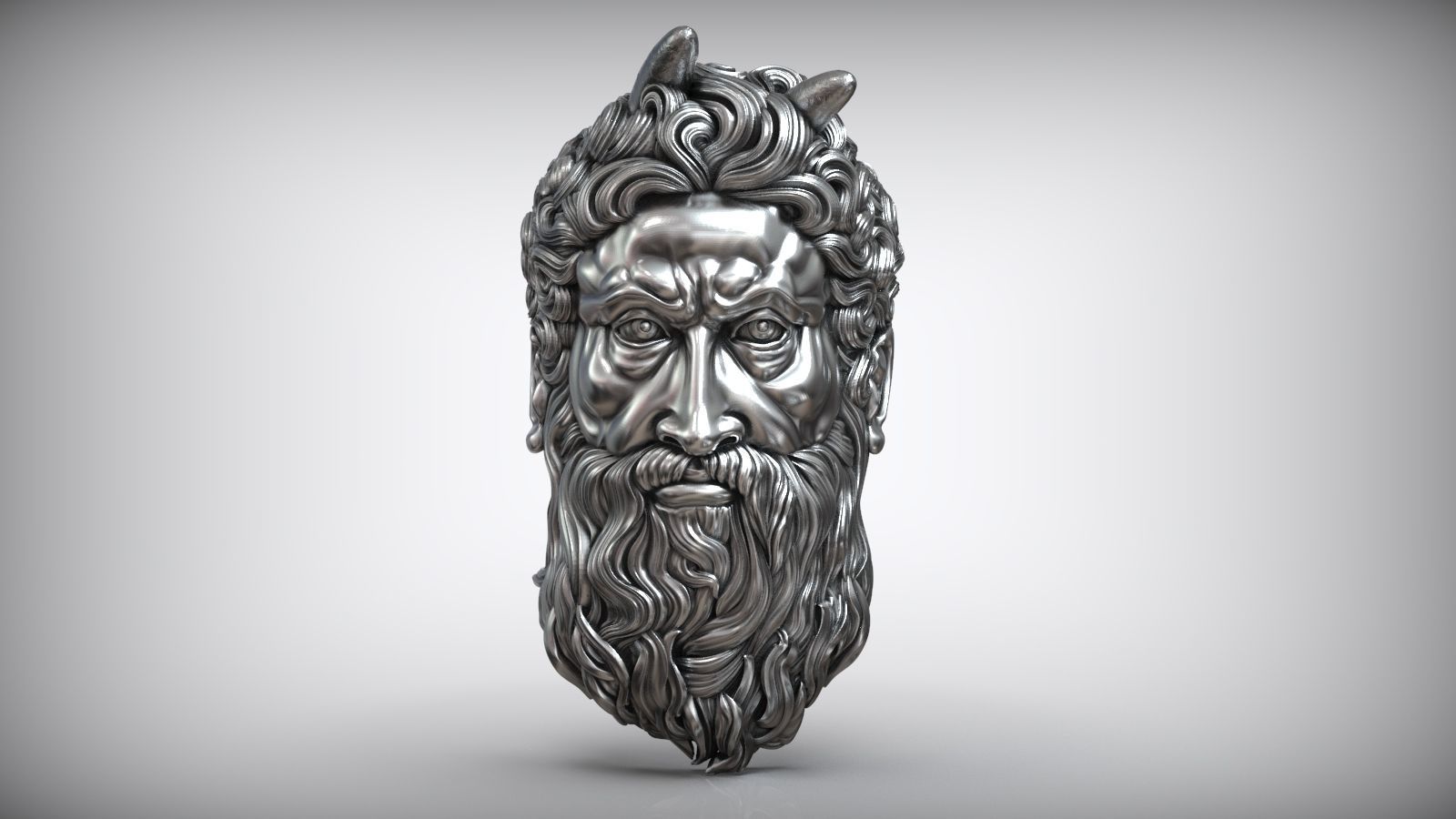 Moses With Horns Michelangelo Oxidized Bponze Ring 3D print model_3