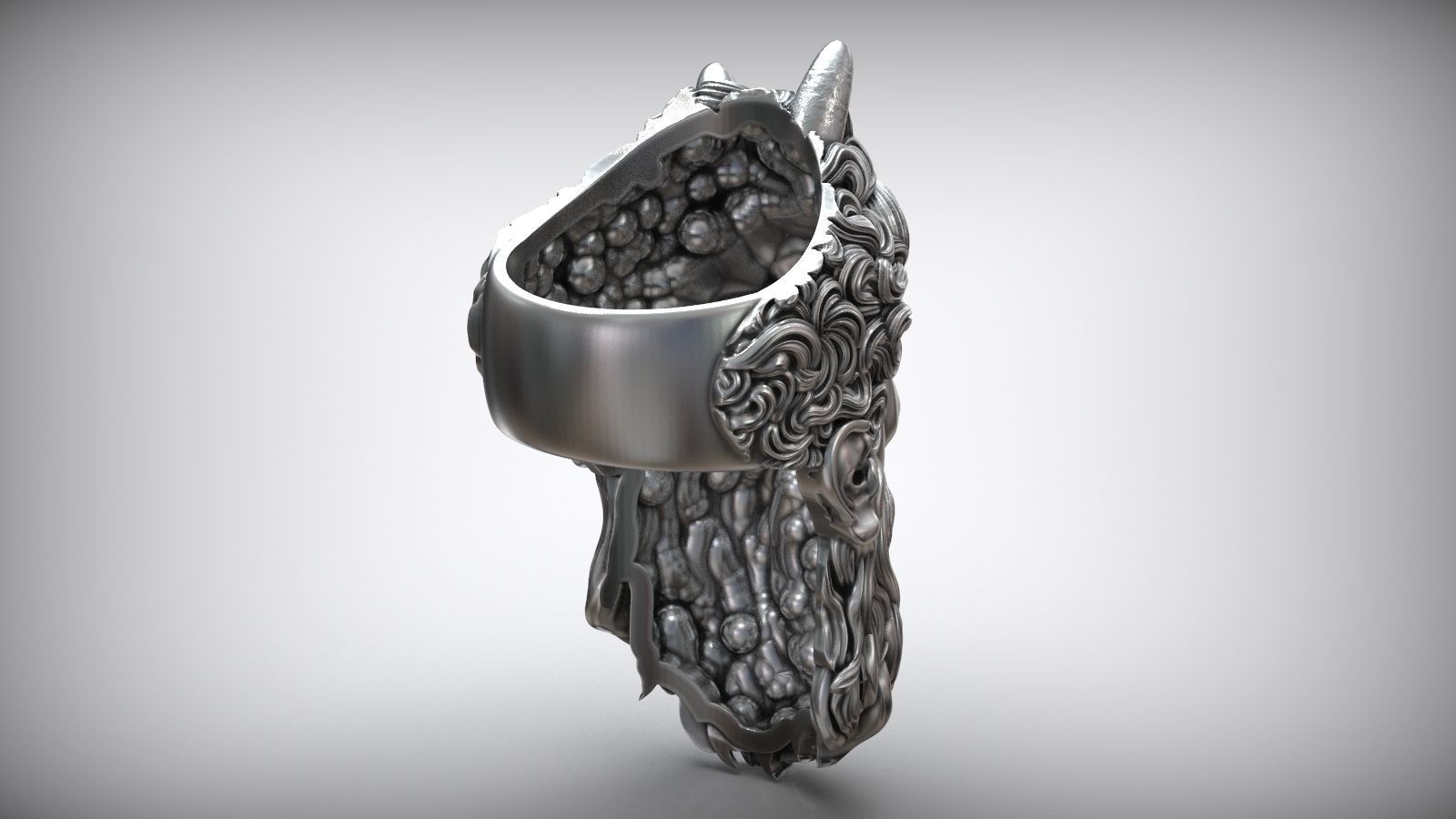 Moses With Horns Michelangelo Oxidized Bponze Ring 3D print model_6