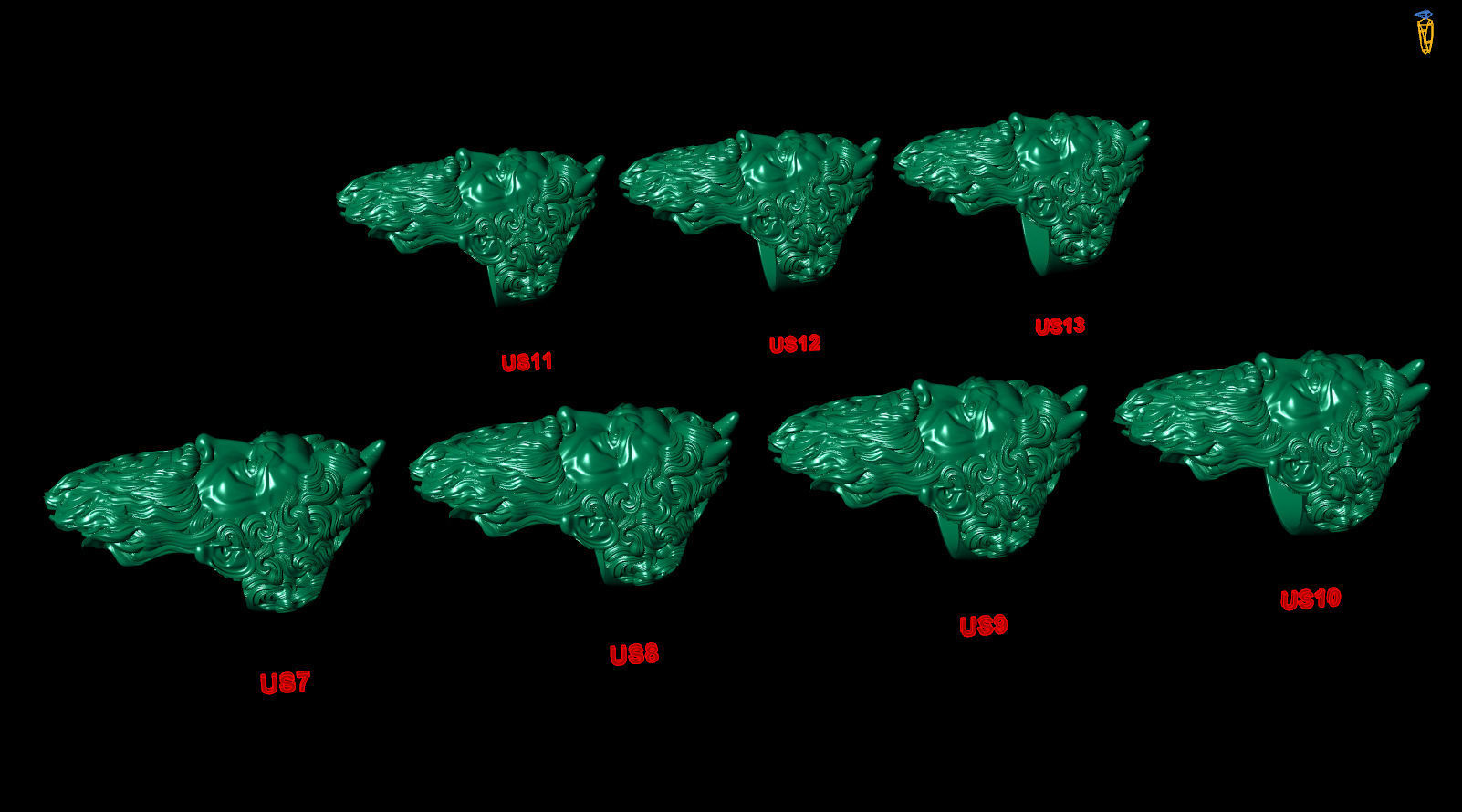 Moses With Horns Michelangelo Oxidized Bponze Ring 3D print model_8