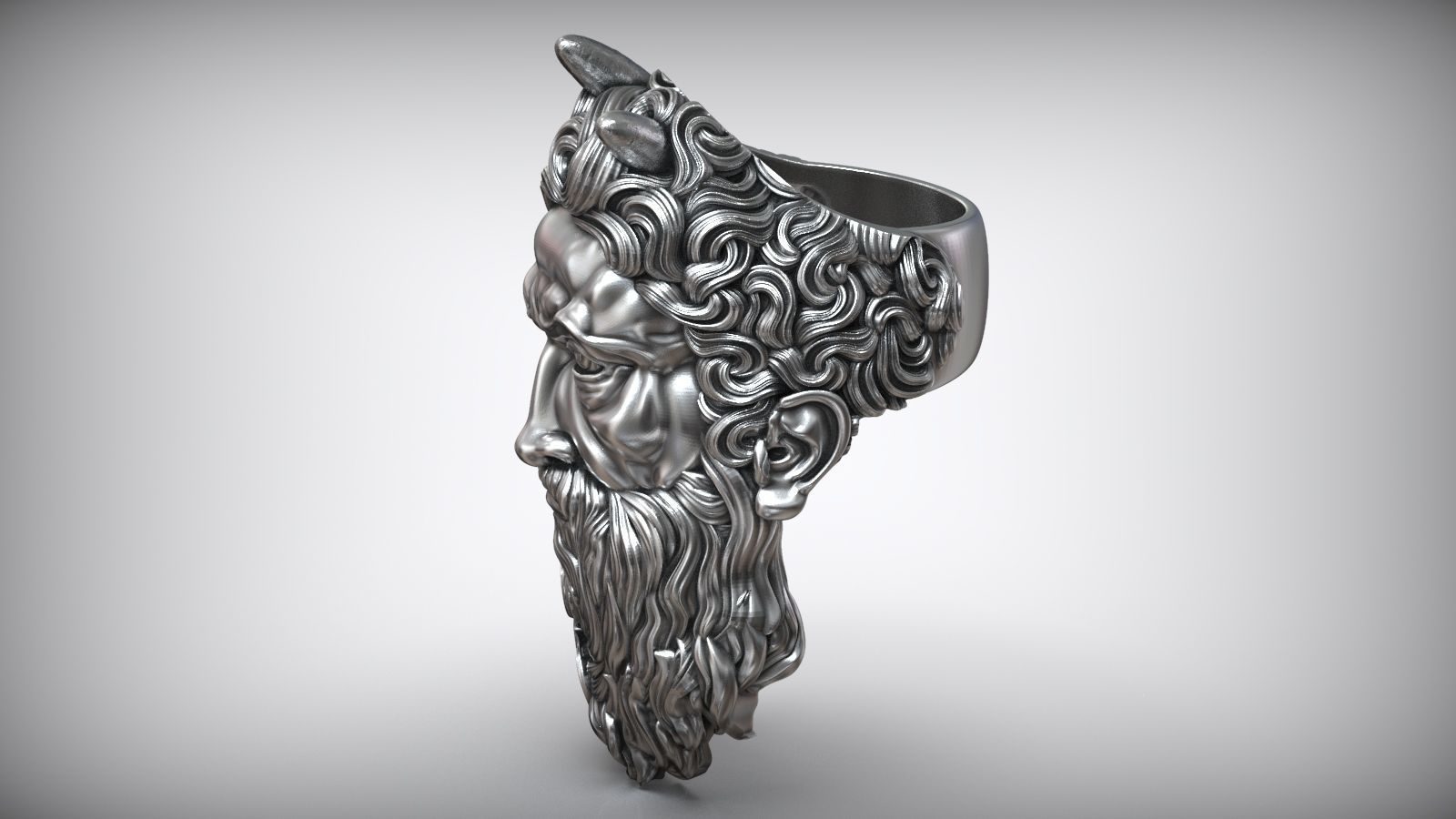 Moses With Horns Michelangelo Oxidized Bponze Ring 3D print model_5