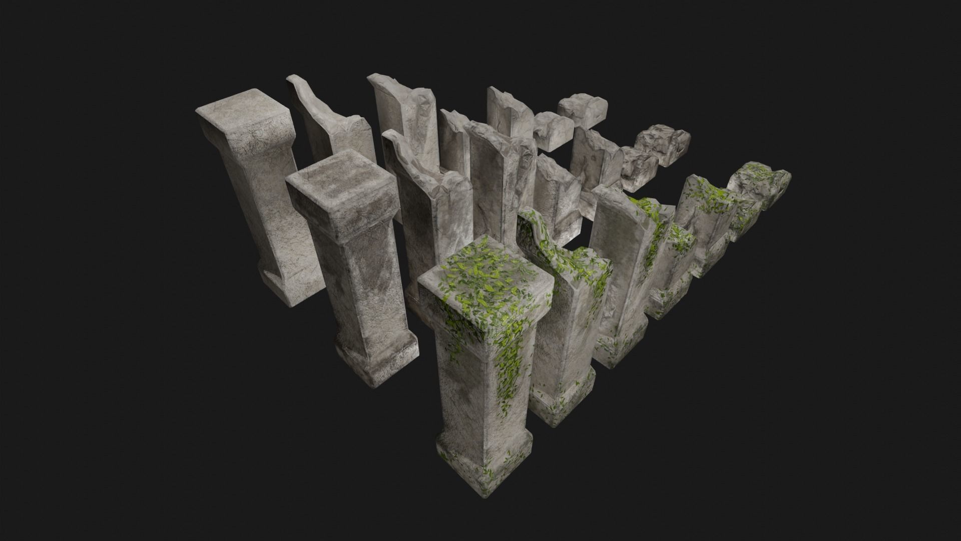 Column Pack Low-poly 3D model_2