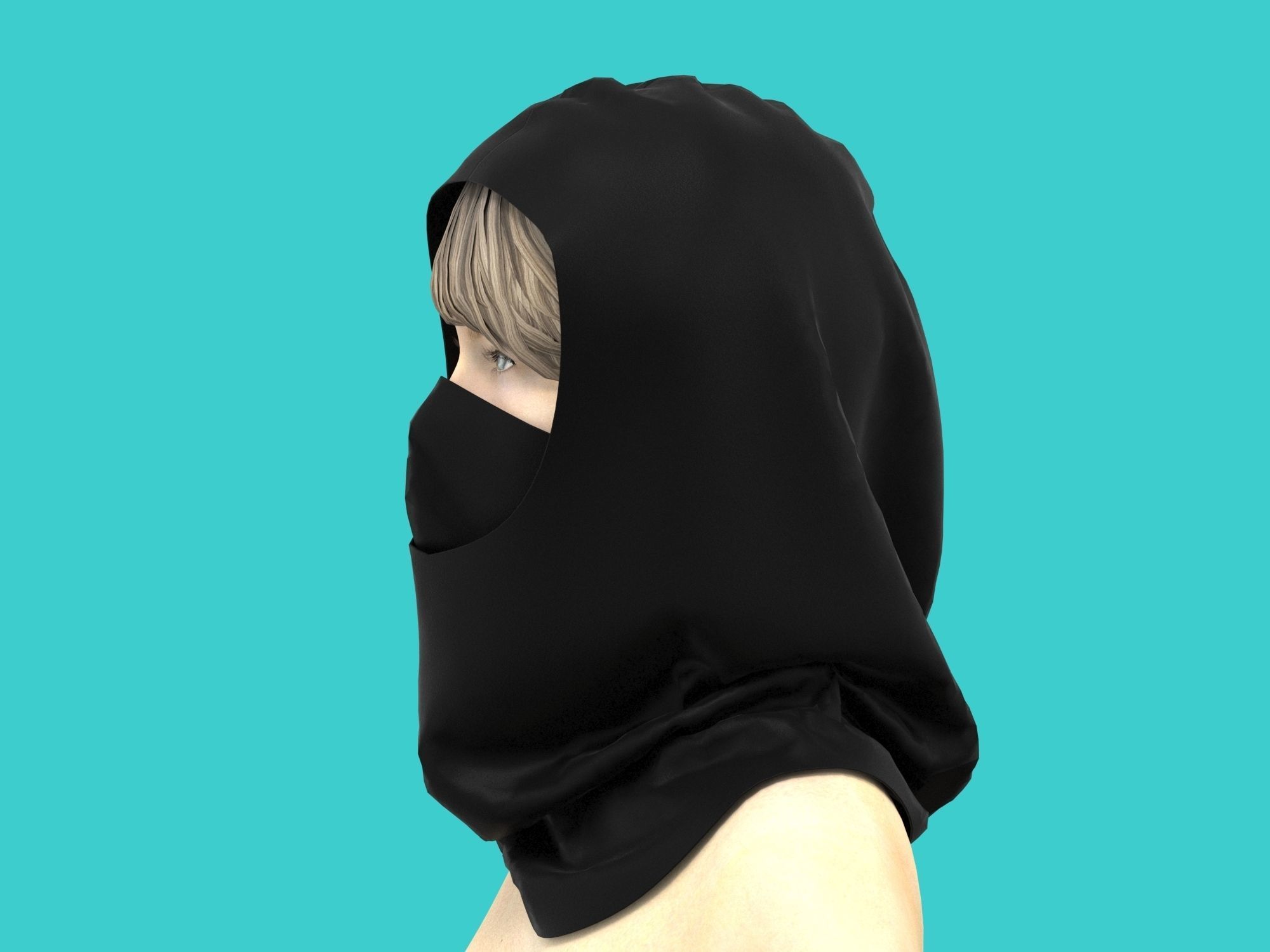 3d hood hooded face mask 3D model_4