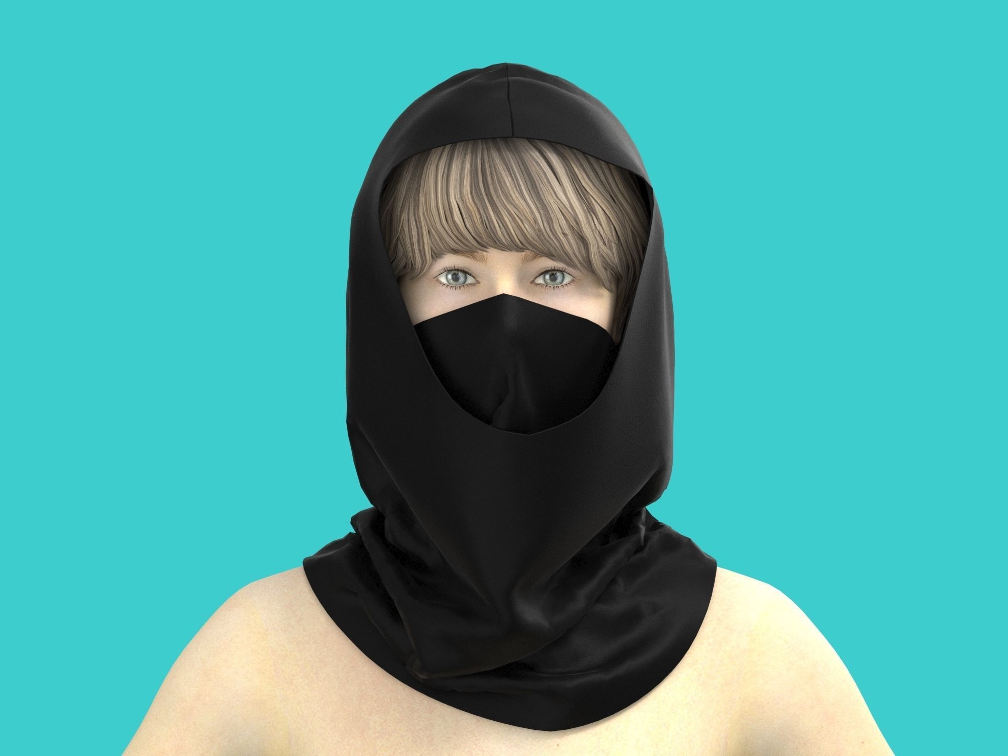 3d hood hooded face mask 3D model_3