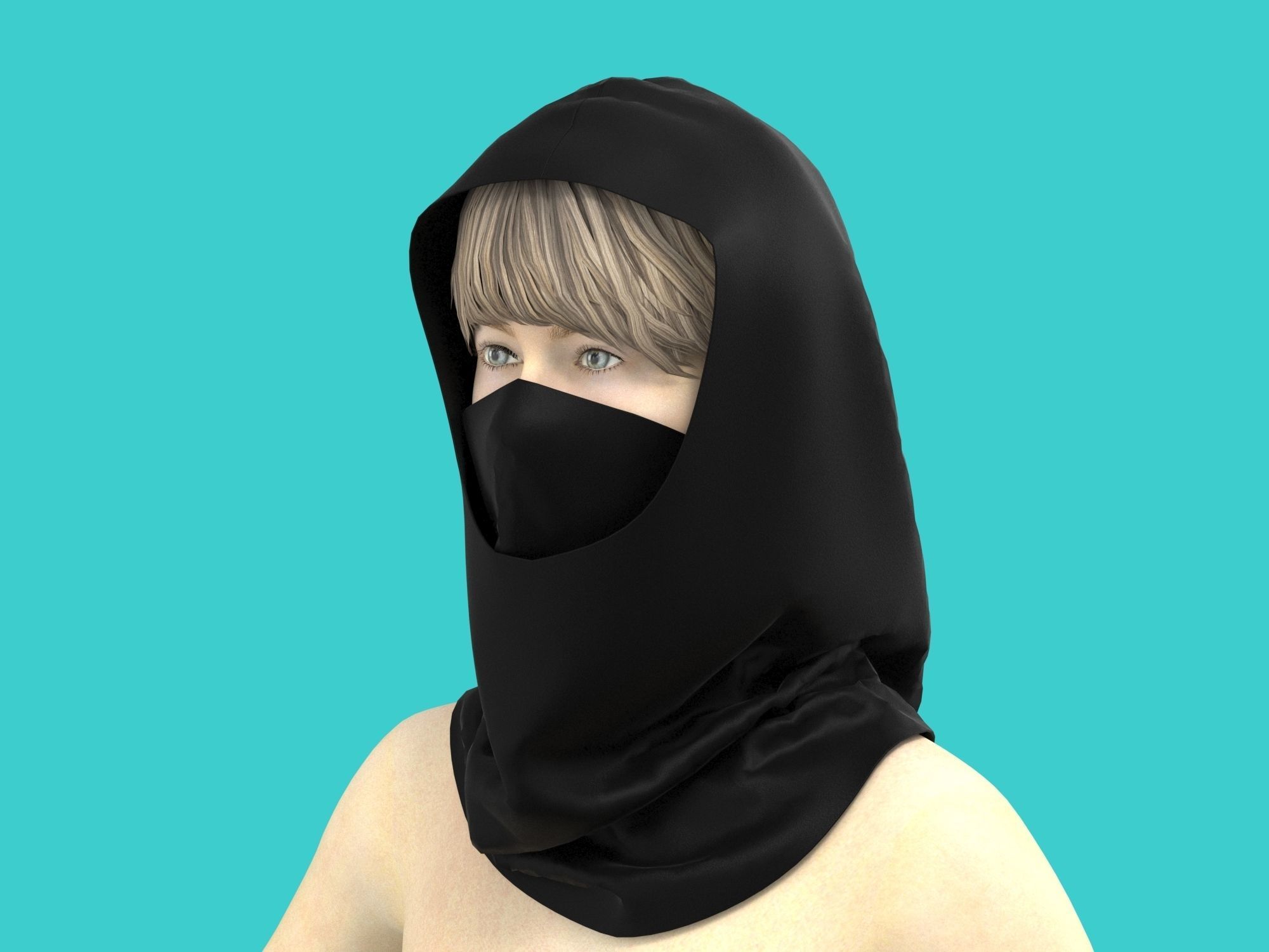 3d hood hooded face mask 3D model_2