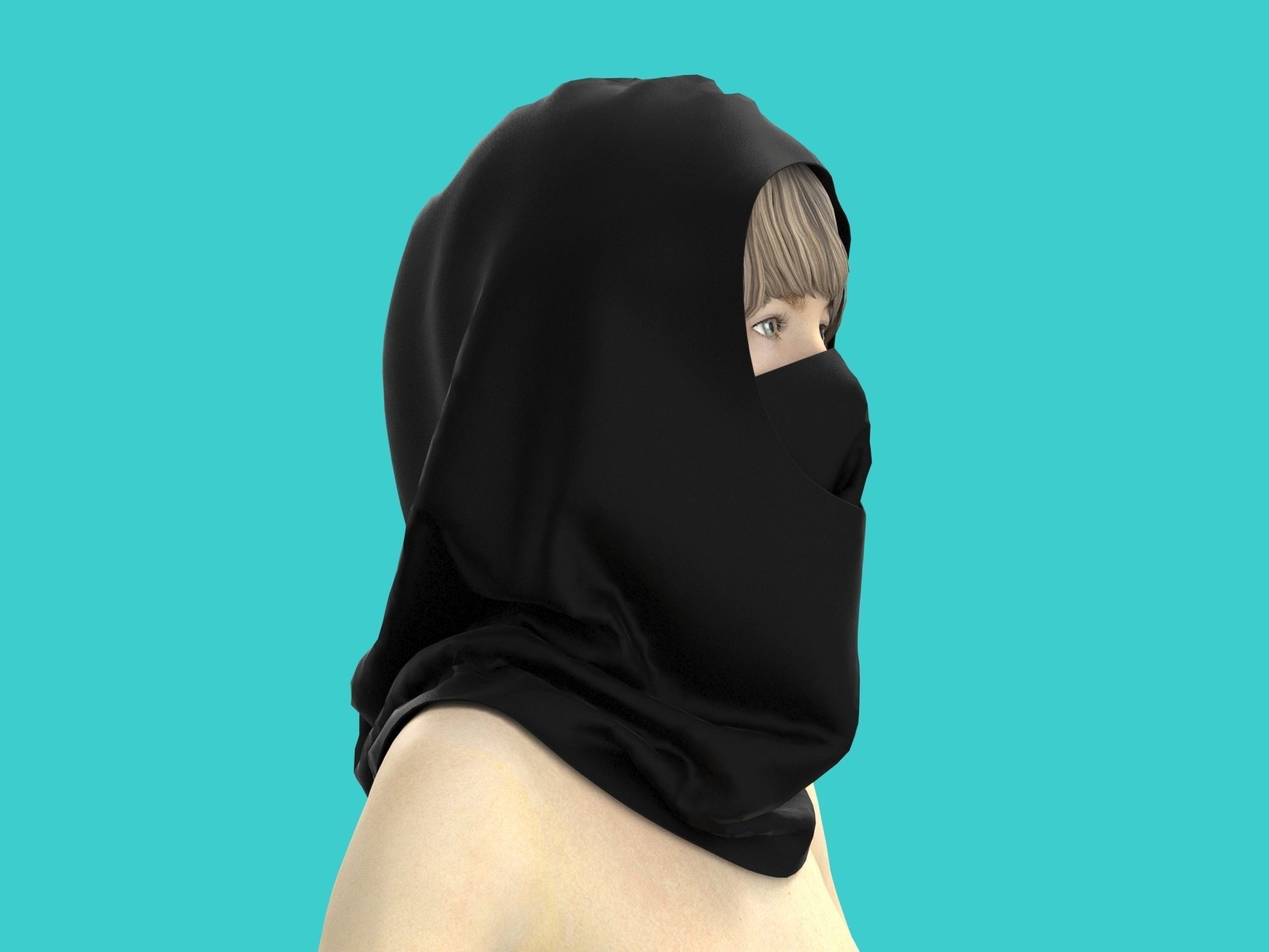 3d hood hooded face mask 3D model_1